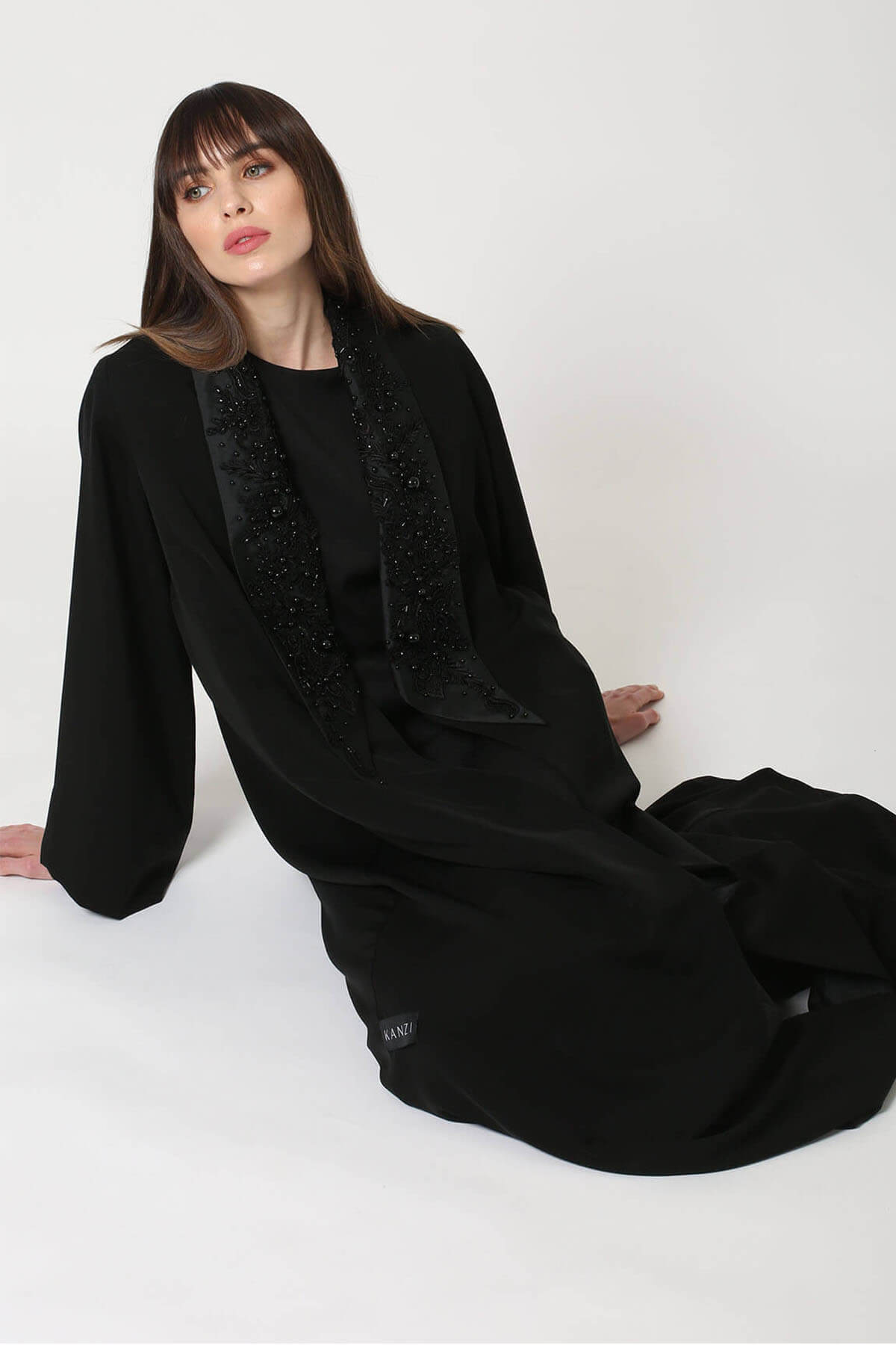 Embroidered Collar Crepe Abaya