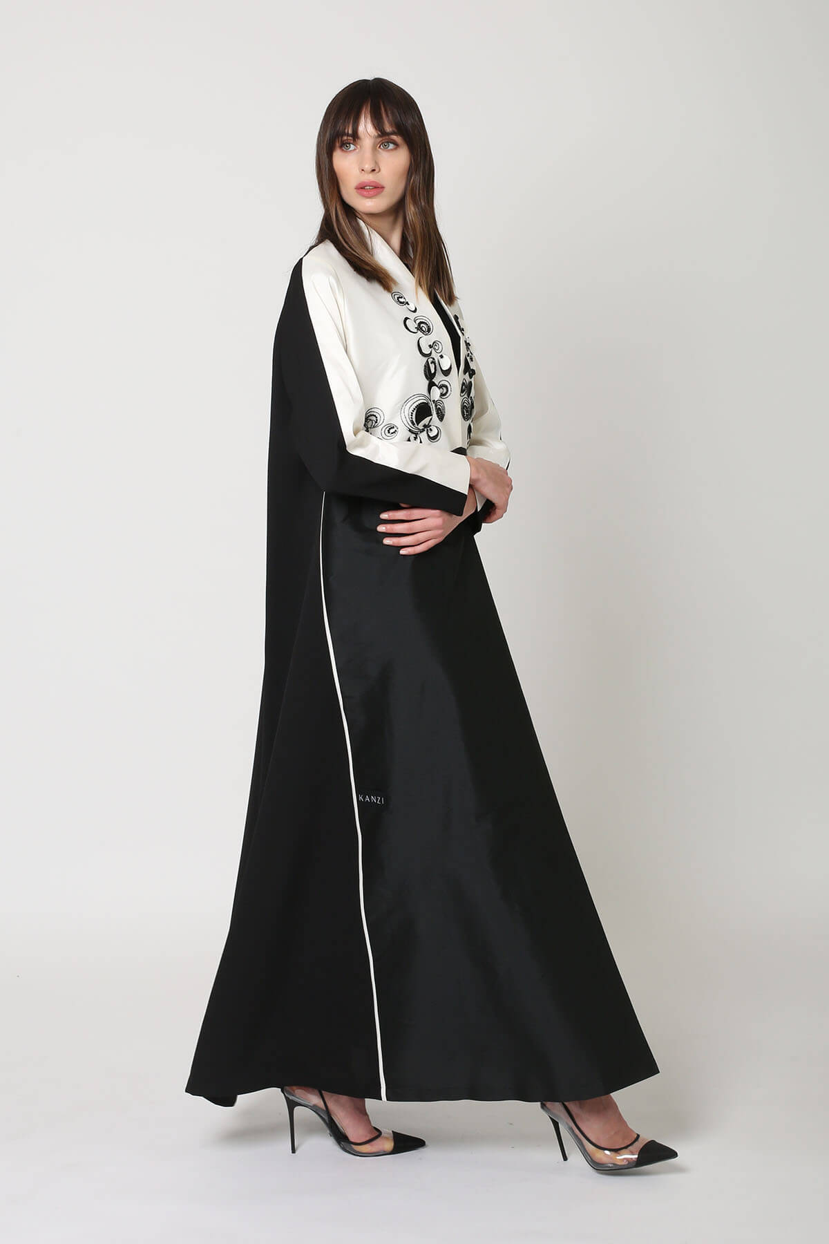 Two Tone Silk Embroidered Abaya