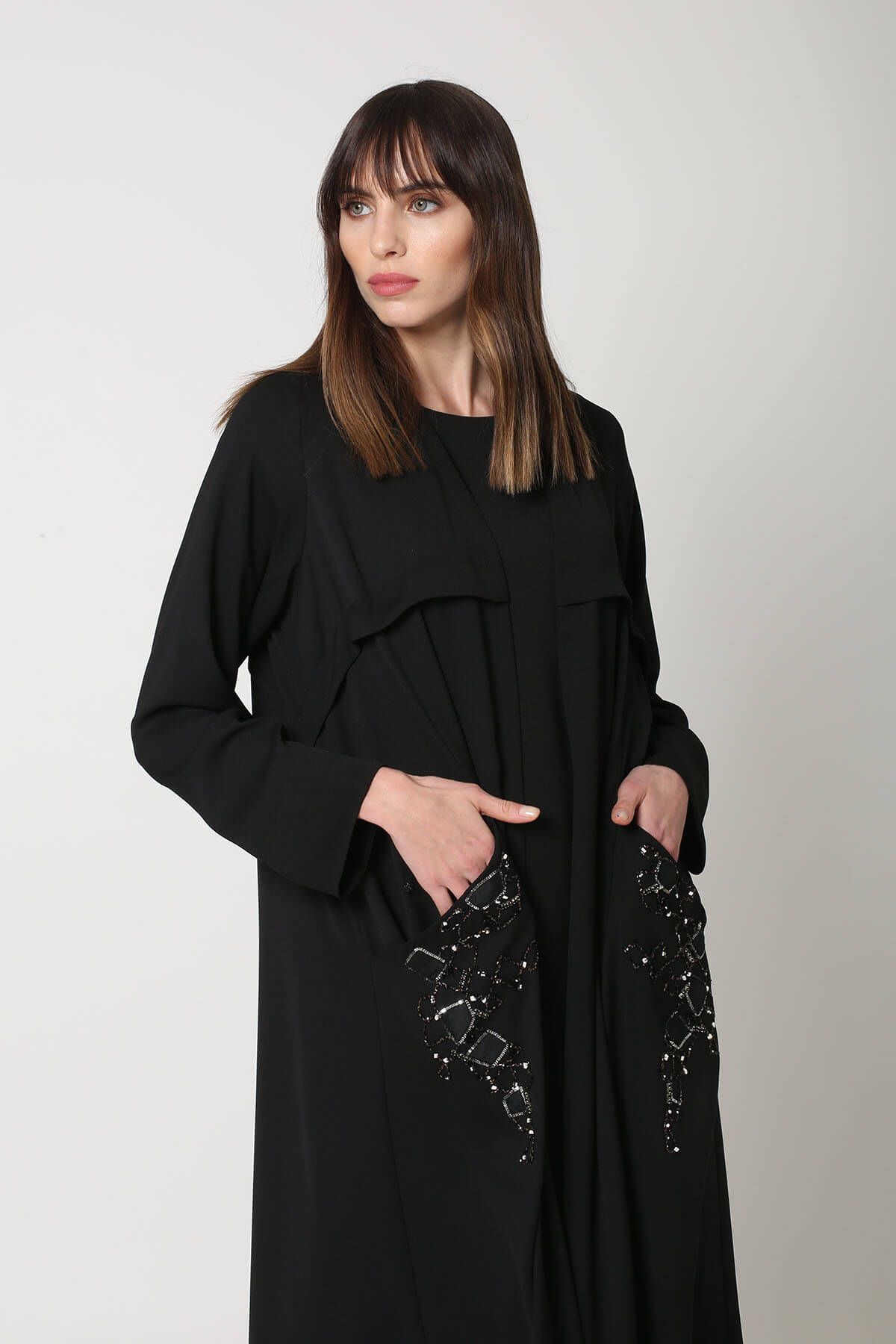 Embroidered Pockets Abaya