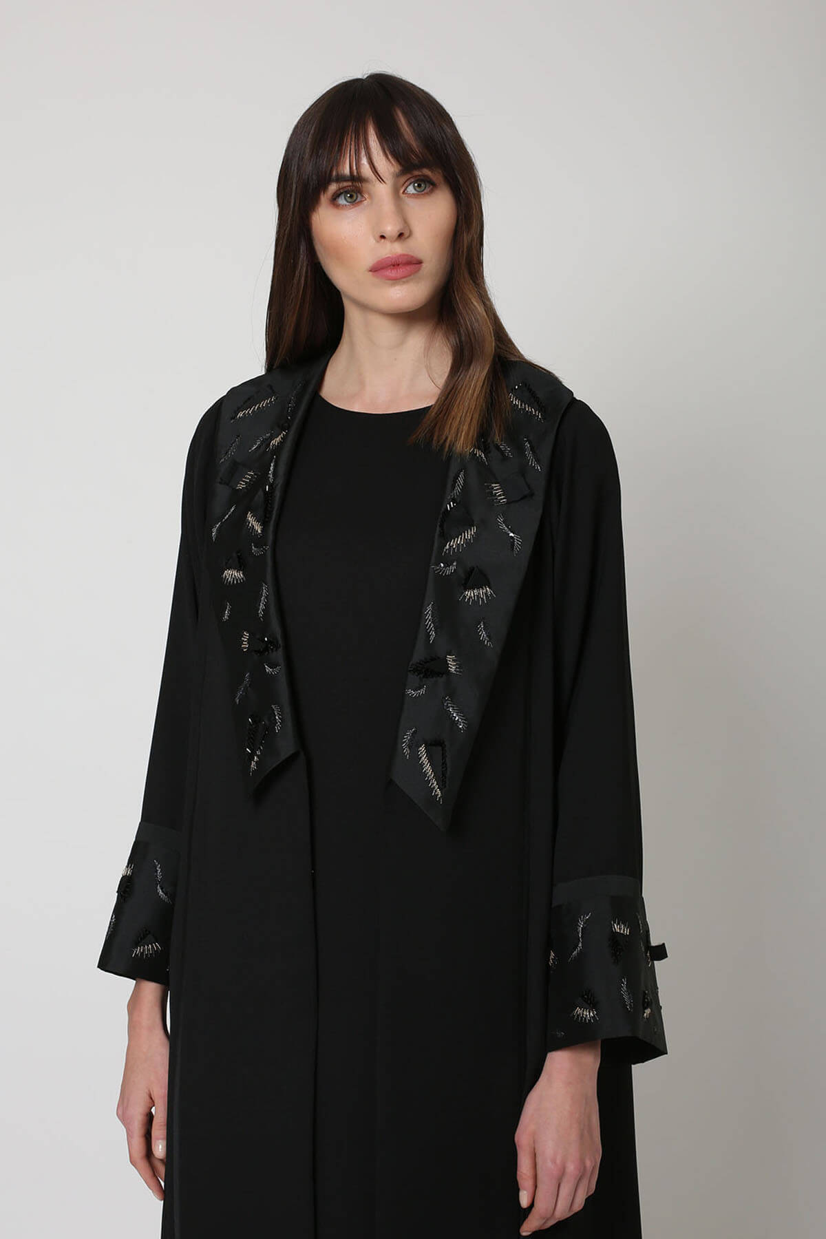 Embroidered Collar Crepe Abaya