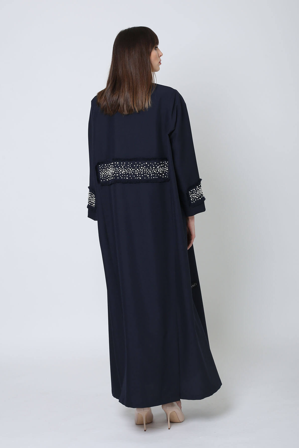 Pearl Embellished Crepe Abaya