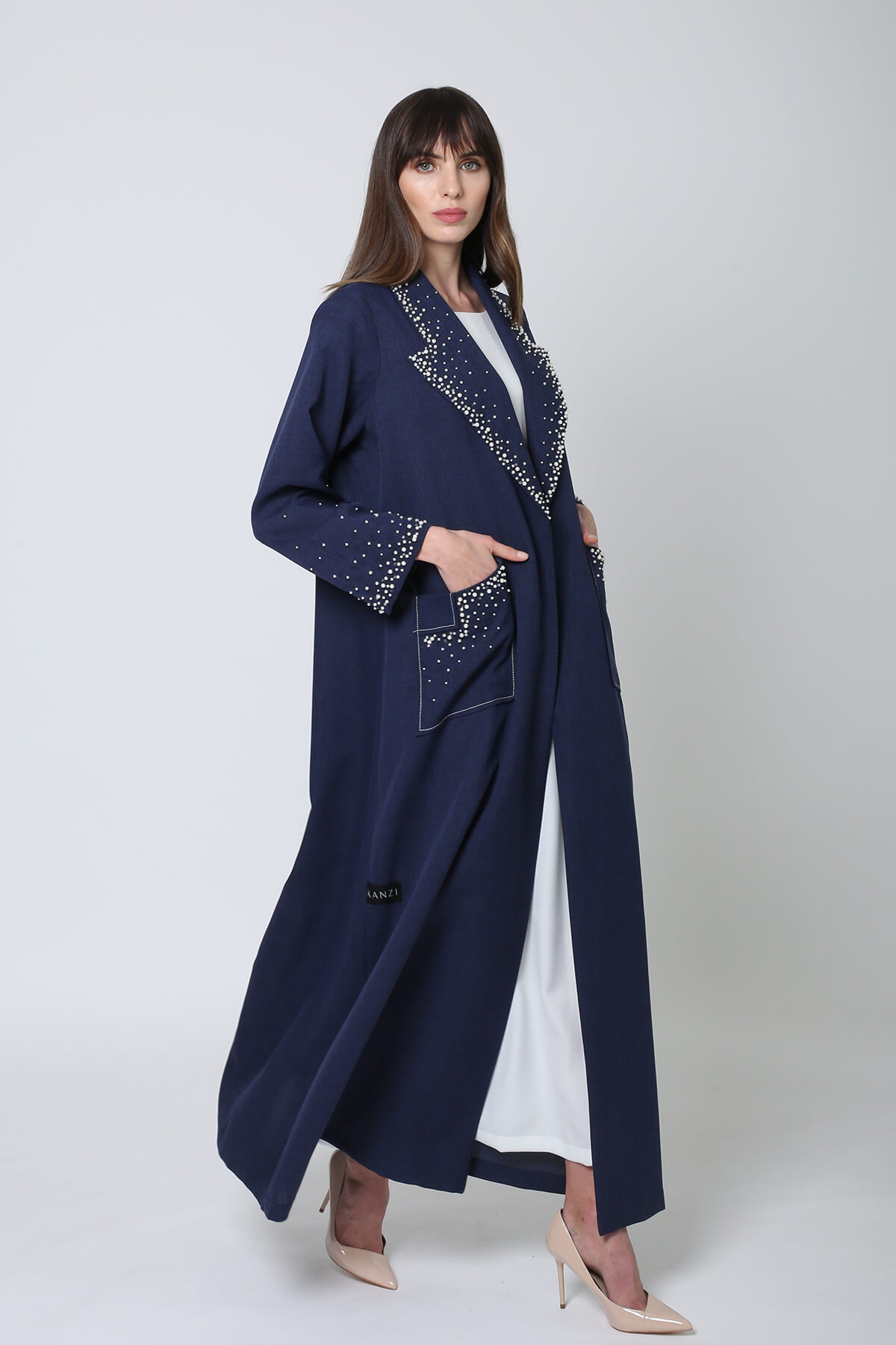 Pearl Embalished Crepe Abaya