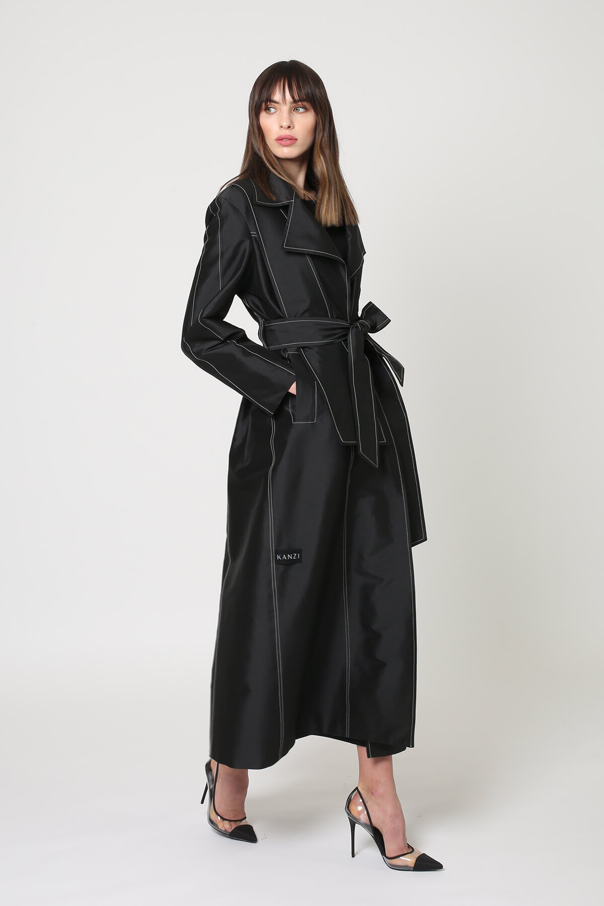 Tafeta Coat Abaya With Belt