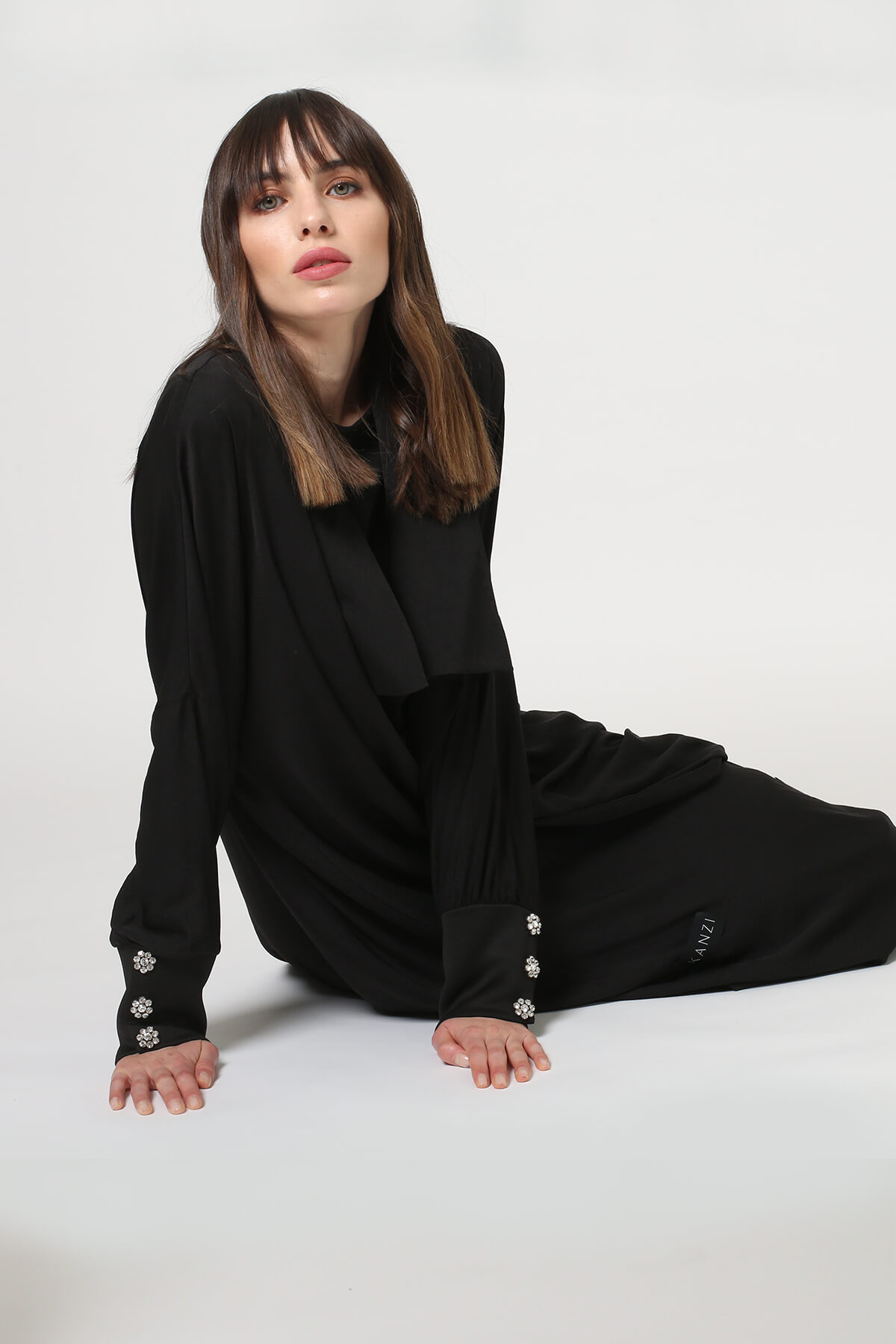 Crystalised Buttons Abaya