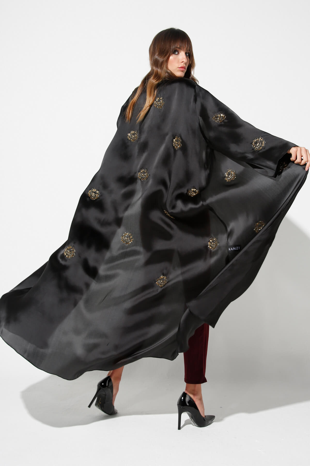 Organza Abaya With Gold Embellishment