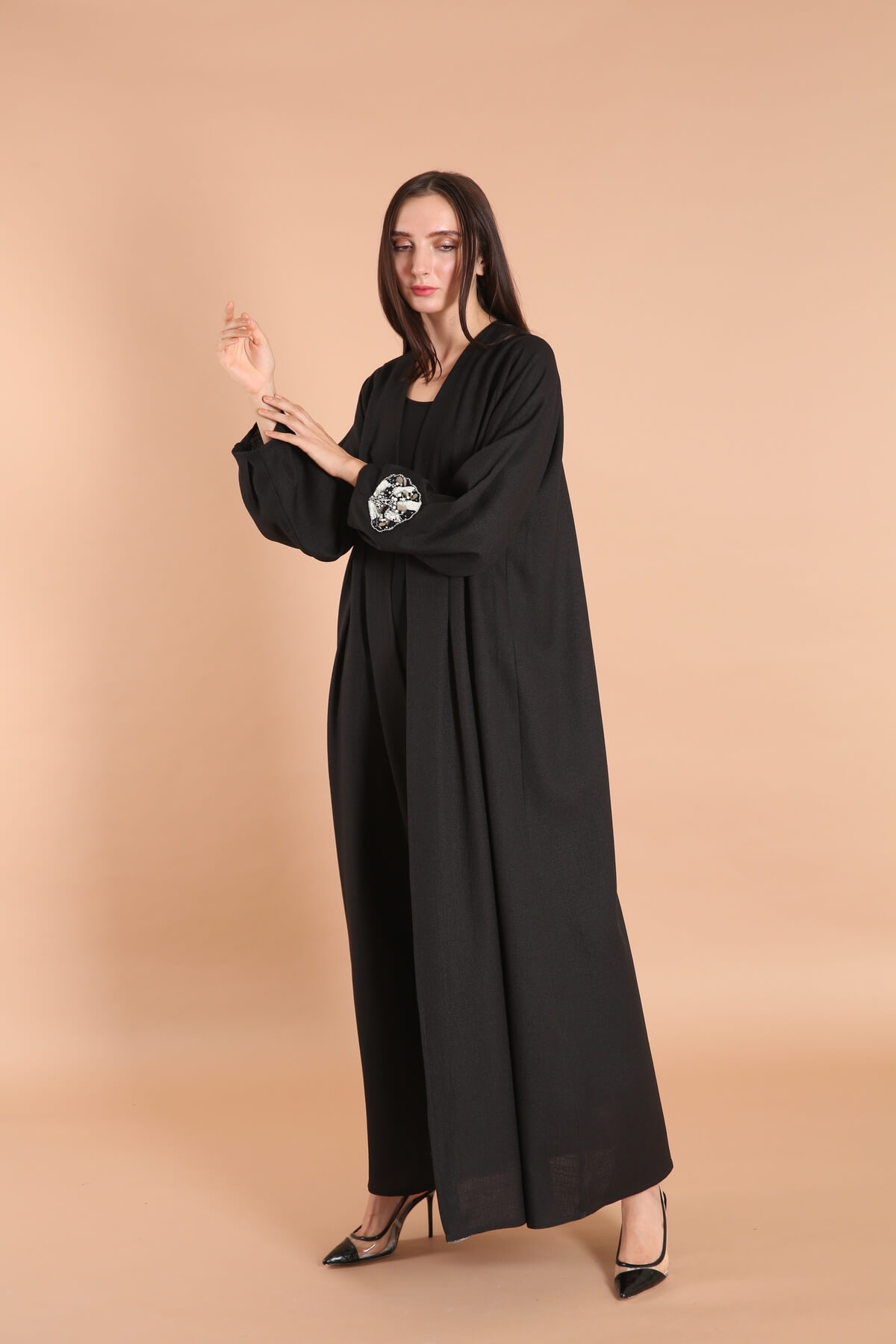Embellished Linen abaya