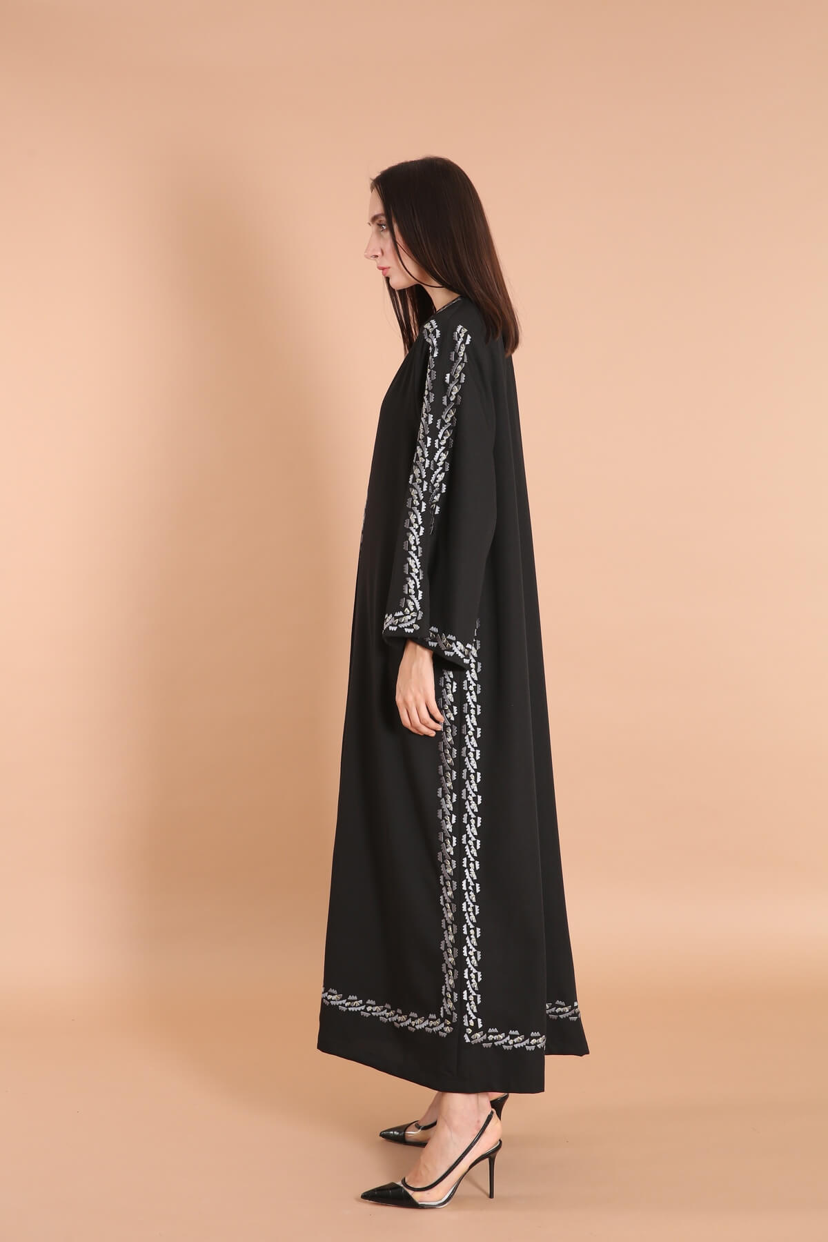 Gray Embellished Classic Abaya