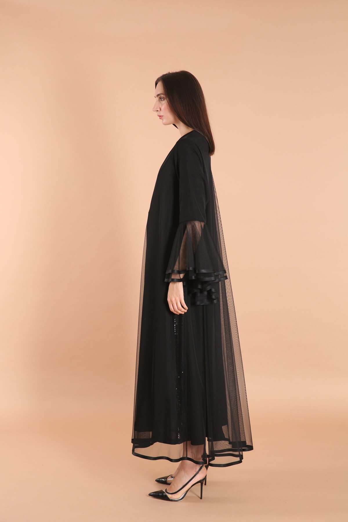 Tulle and Crepe Classic Abaya