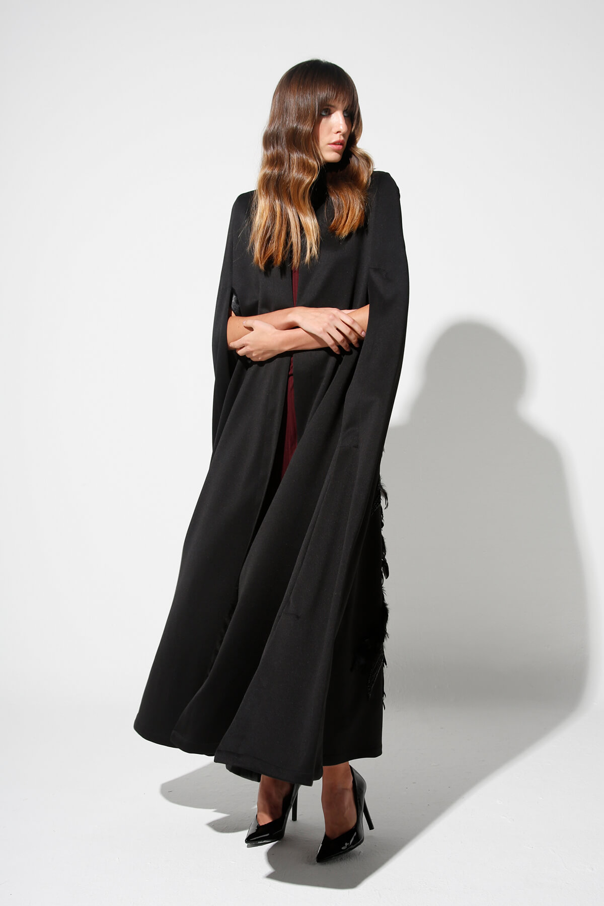 Limited Cape Abaya With Peacock Embellishment