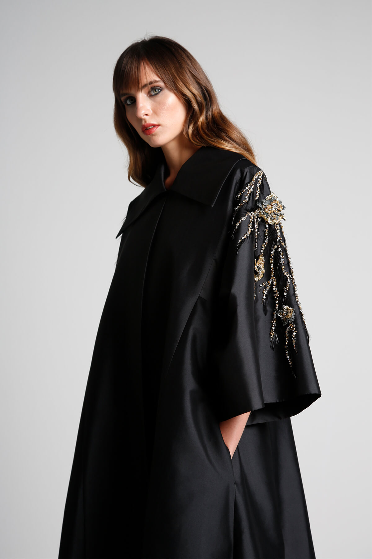 Embroidered Silk Abaya
