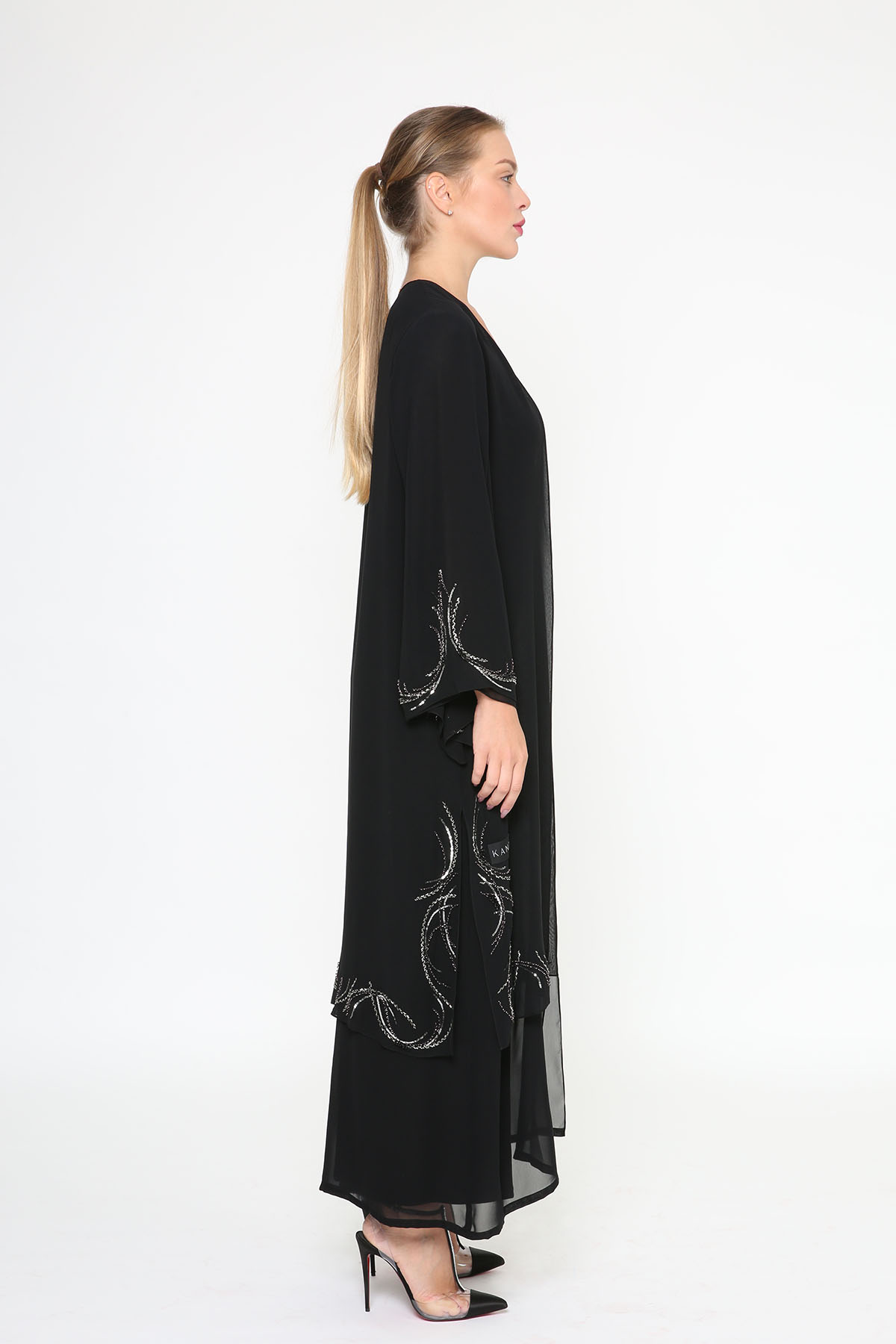 Layered Chiffon Embroidered Abaya