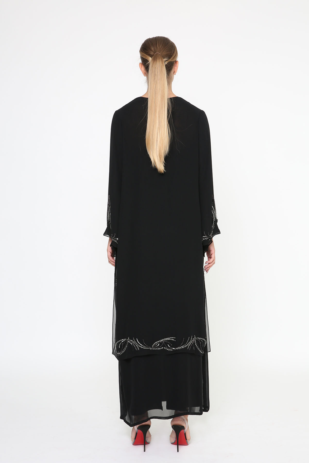 Layered Chiffon Embroidered Abaya