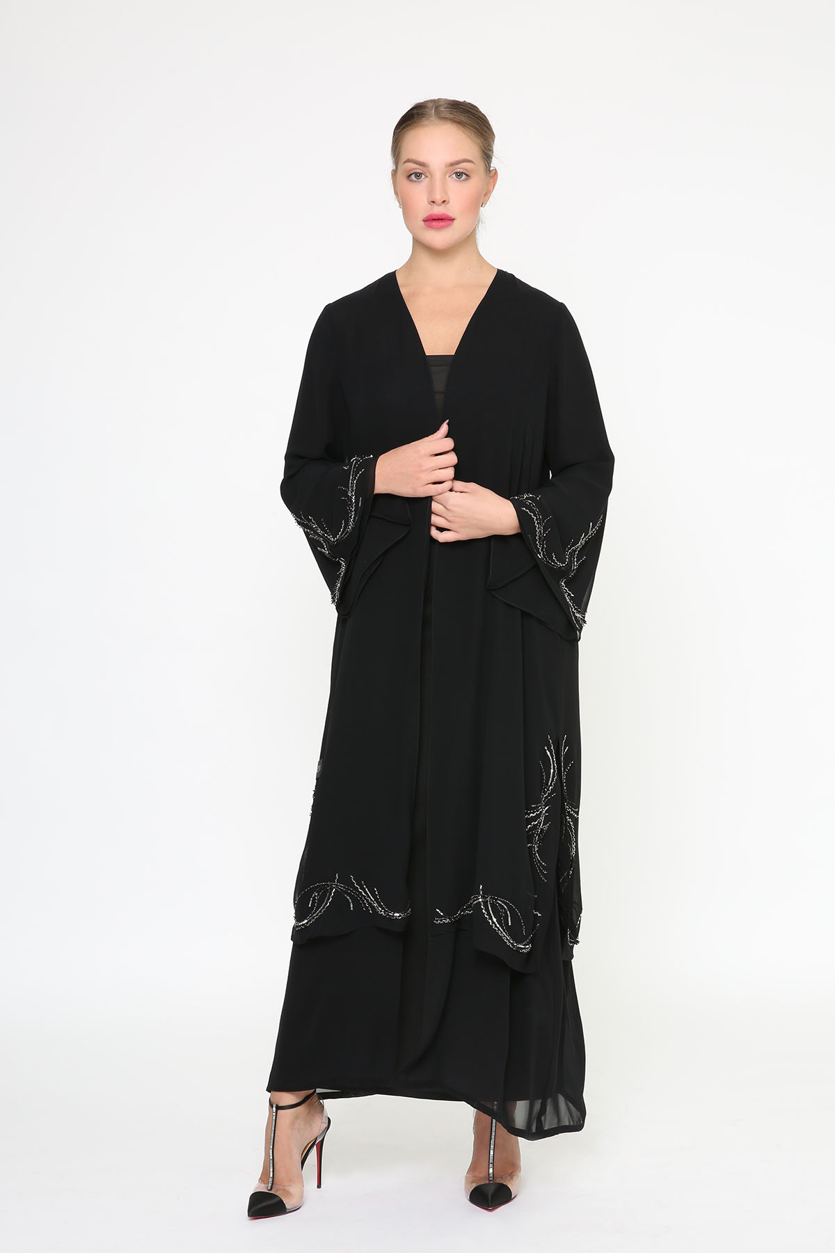 Layered Chiffon Embroidered Abaya