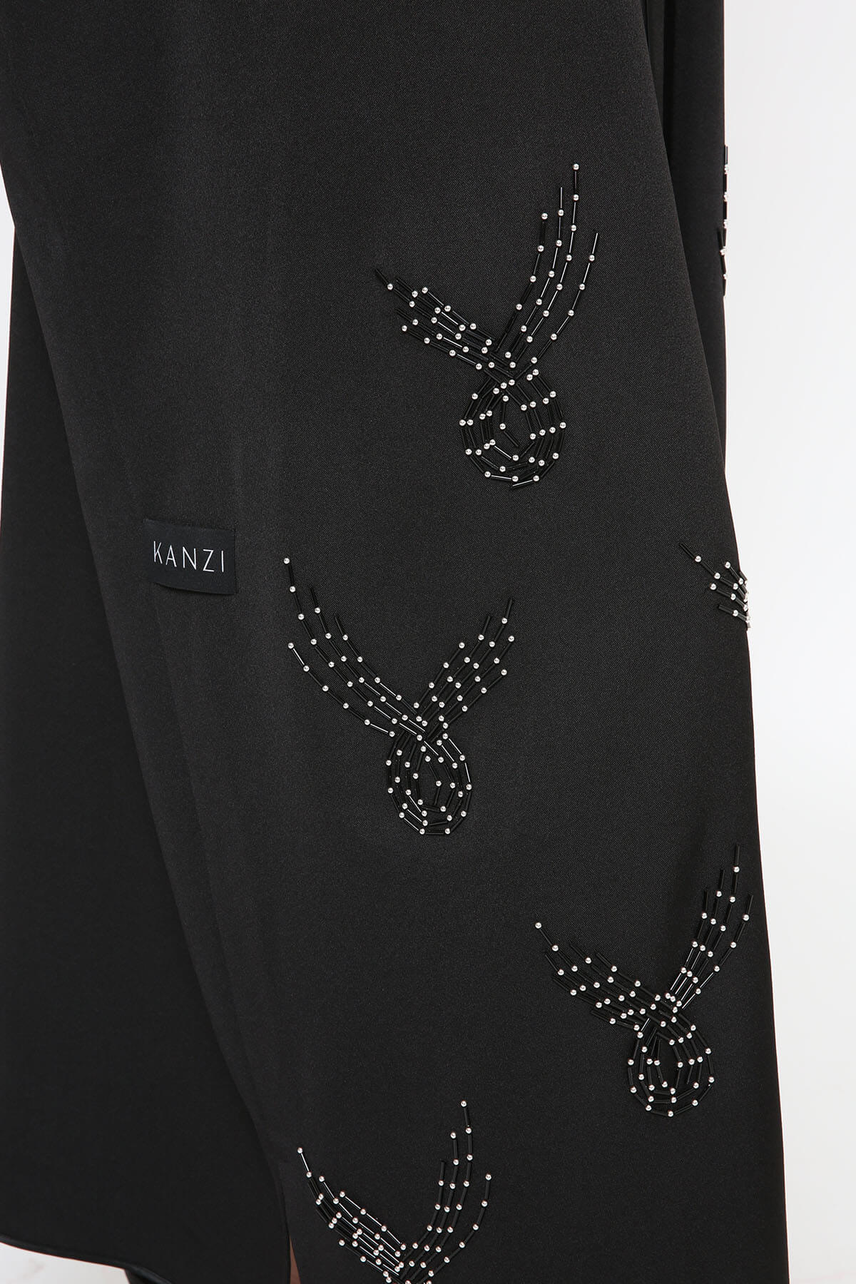 Black And Silver Beads Embellished Abaya