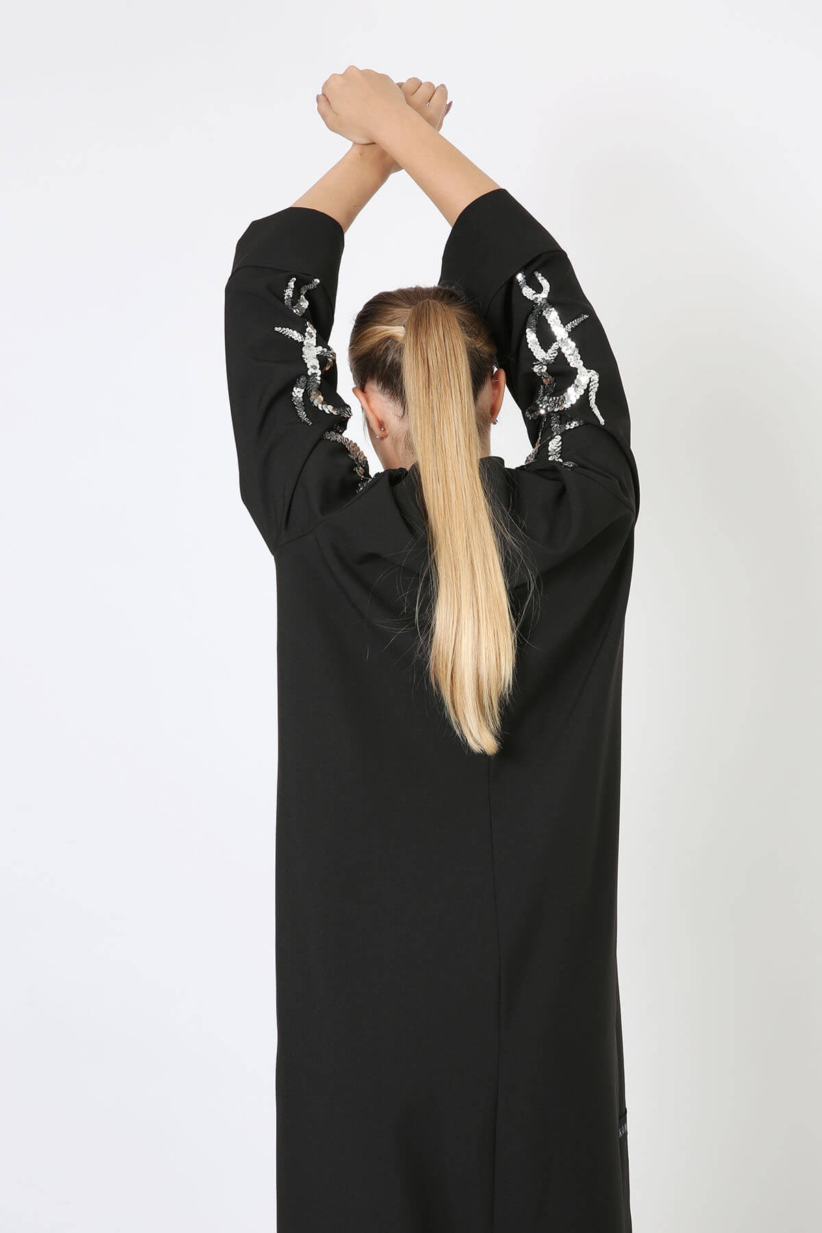Silver Bead Embellished Abaya