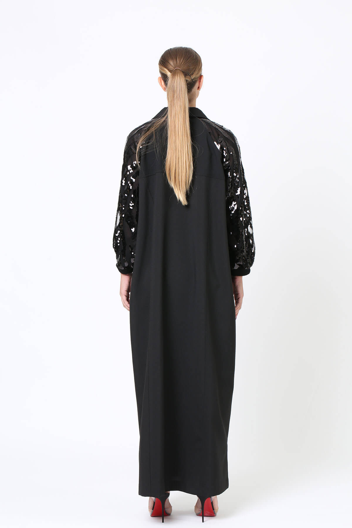 Black Sequin Sleeve Abaya