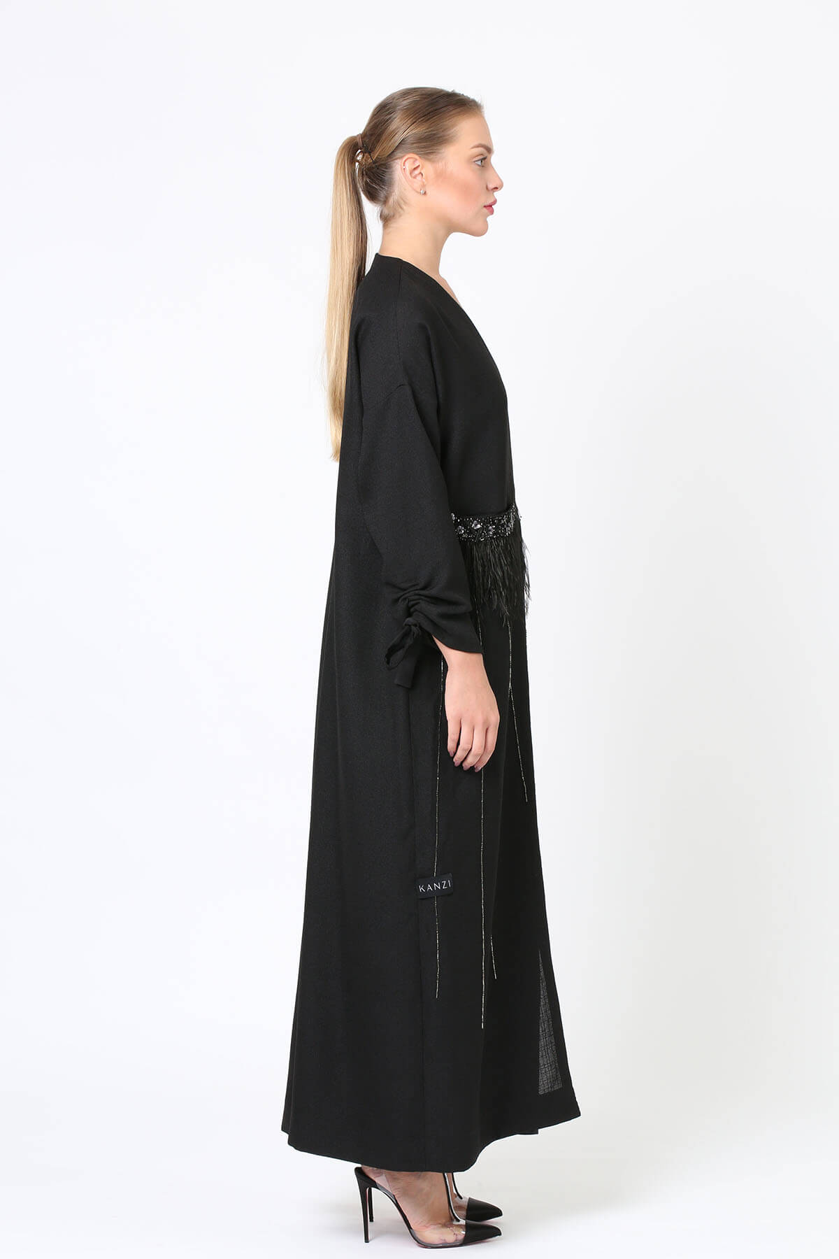 Embellished Abaya with Feather