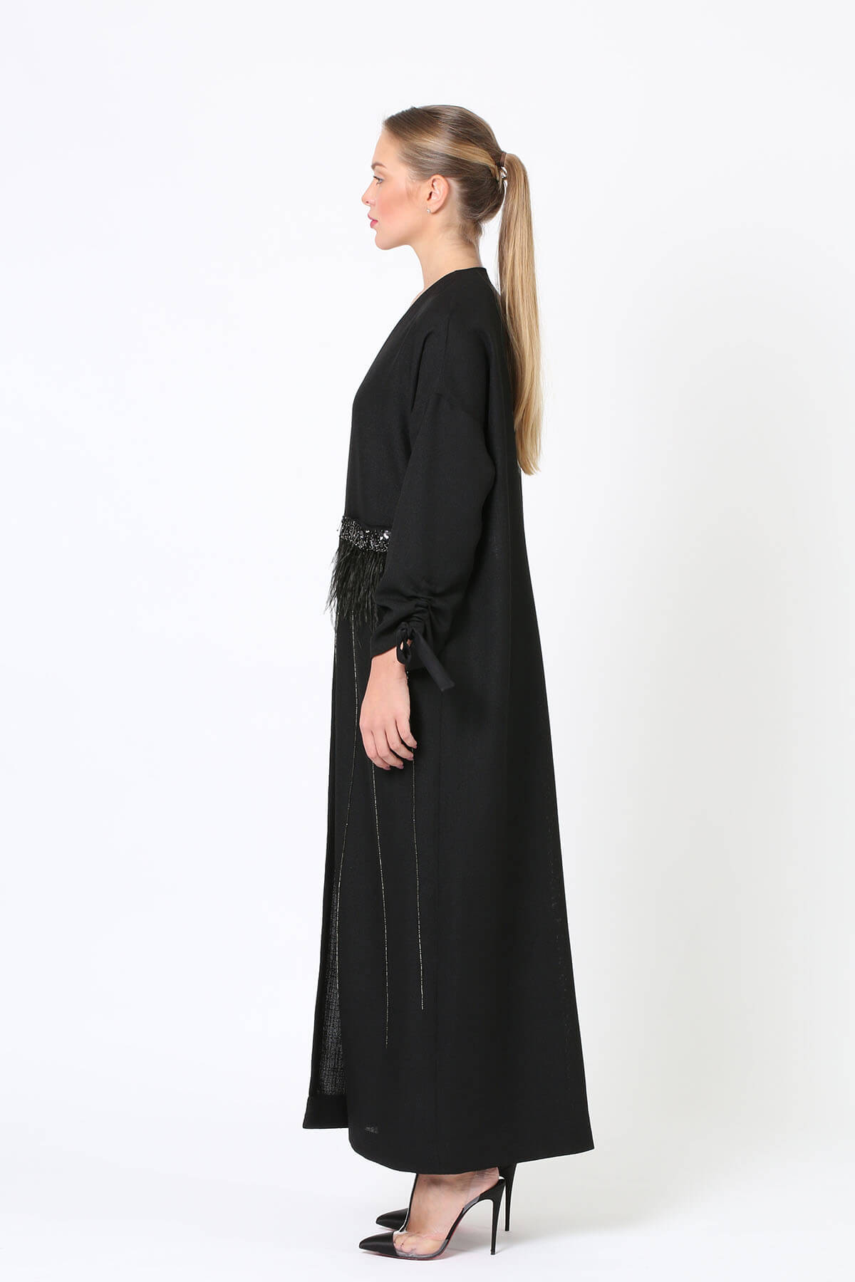 Embellished Abaya with Feather