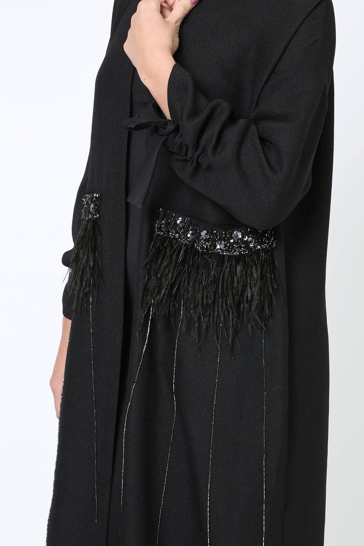 Embellished Abaya with Feather