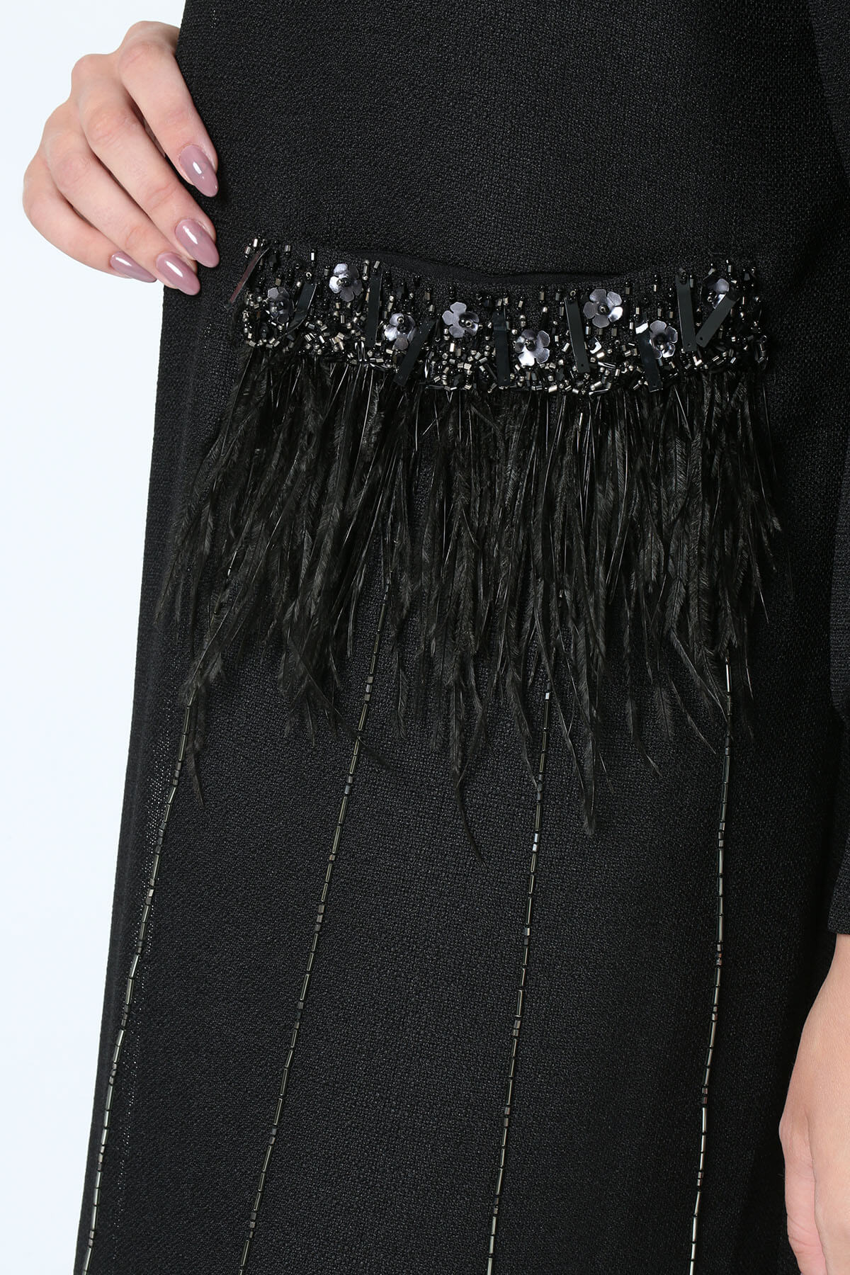 Embellished Abaya with Feather