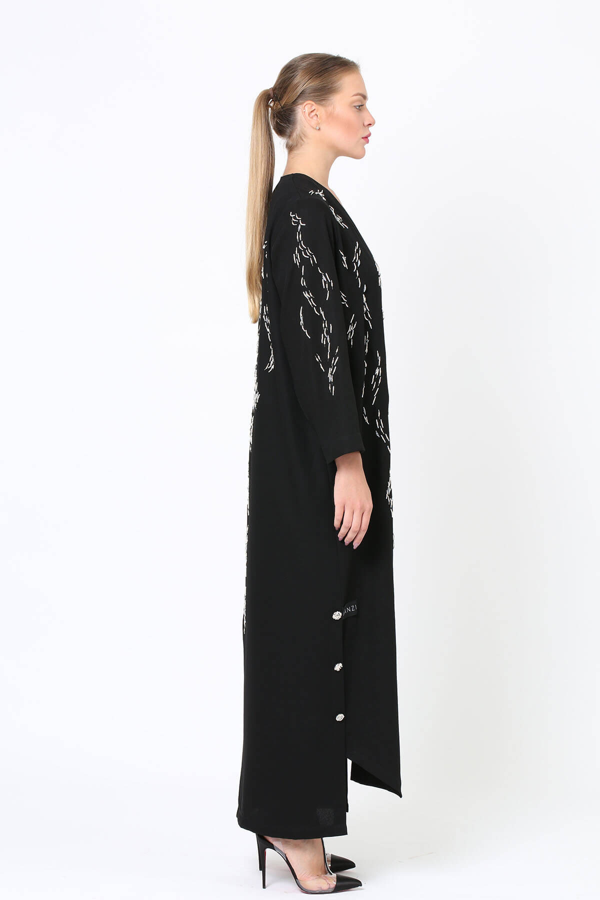 Bead Embellished Crepe Abaya