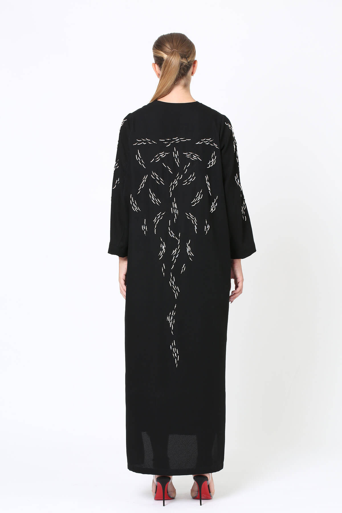 Bead Embellished Crepe Abaya