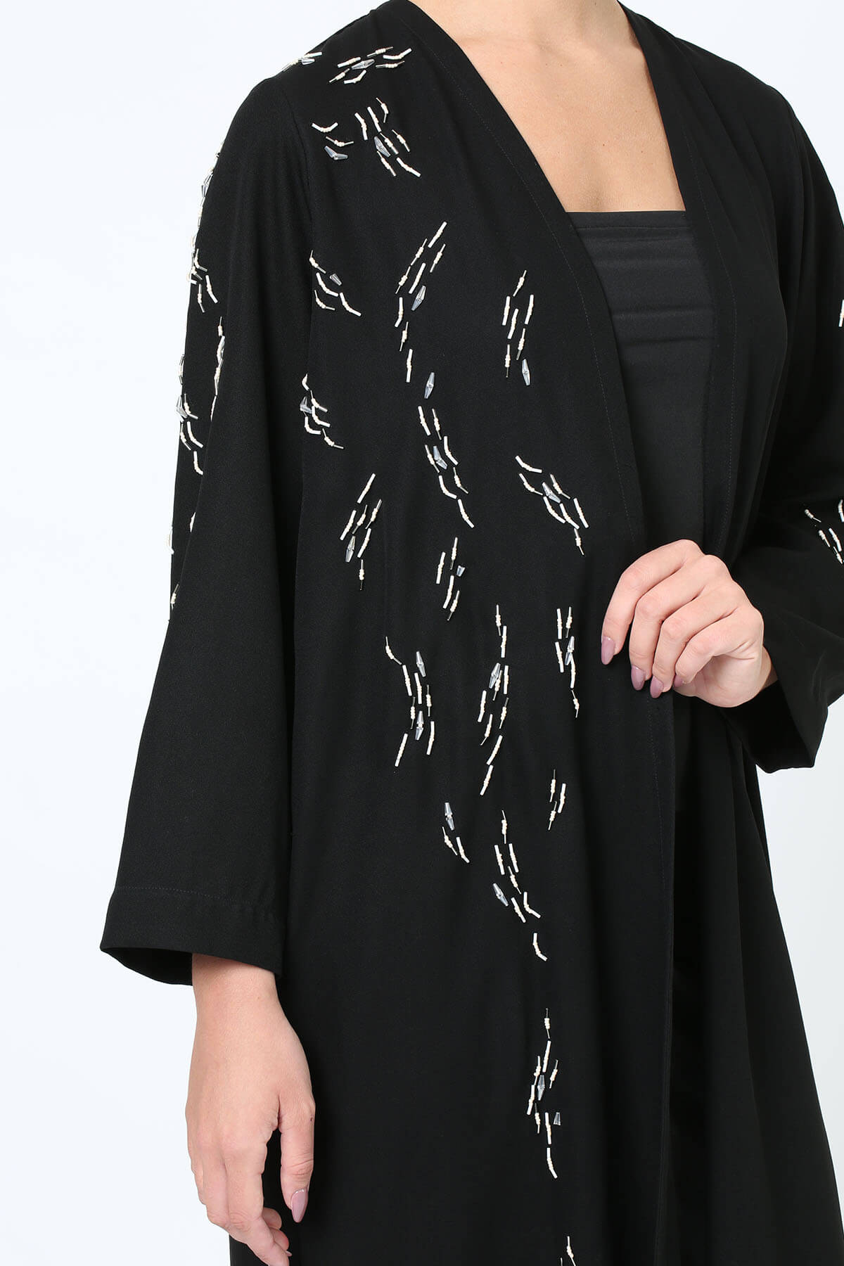 Bead Embellished Crepe Abaya