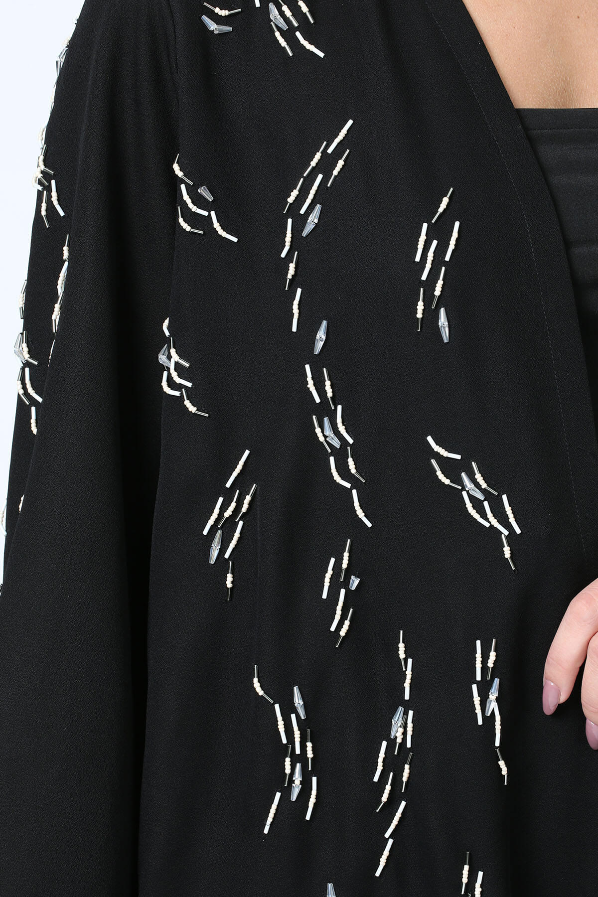 Bead Embellished Crepe Abaya