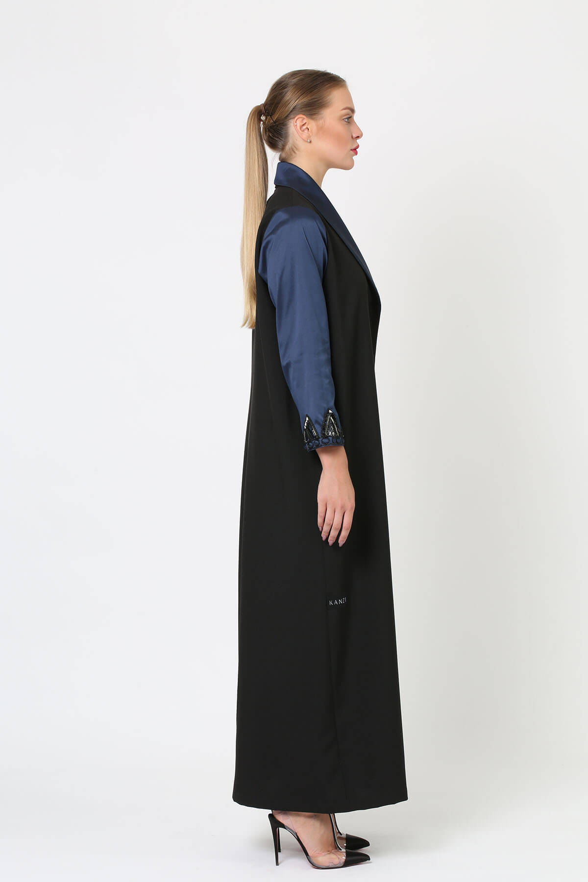 Blue Sleeve Embroidered Abaya
