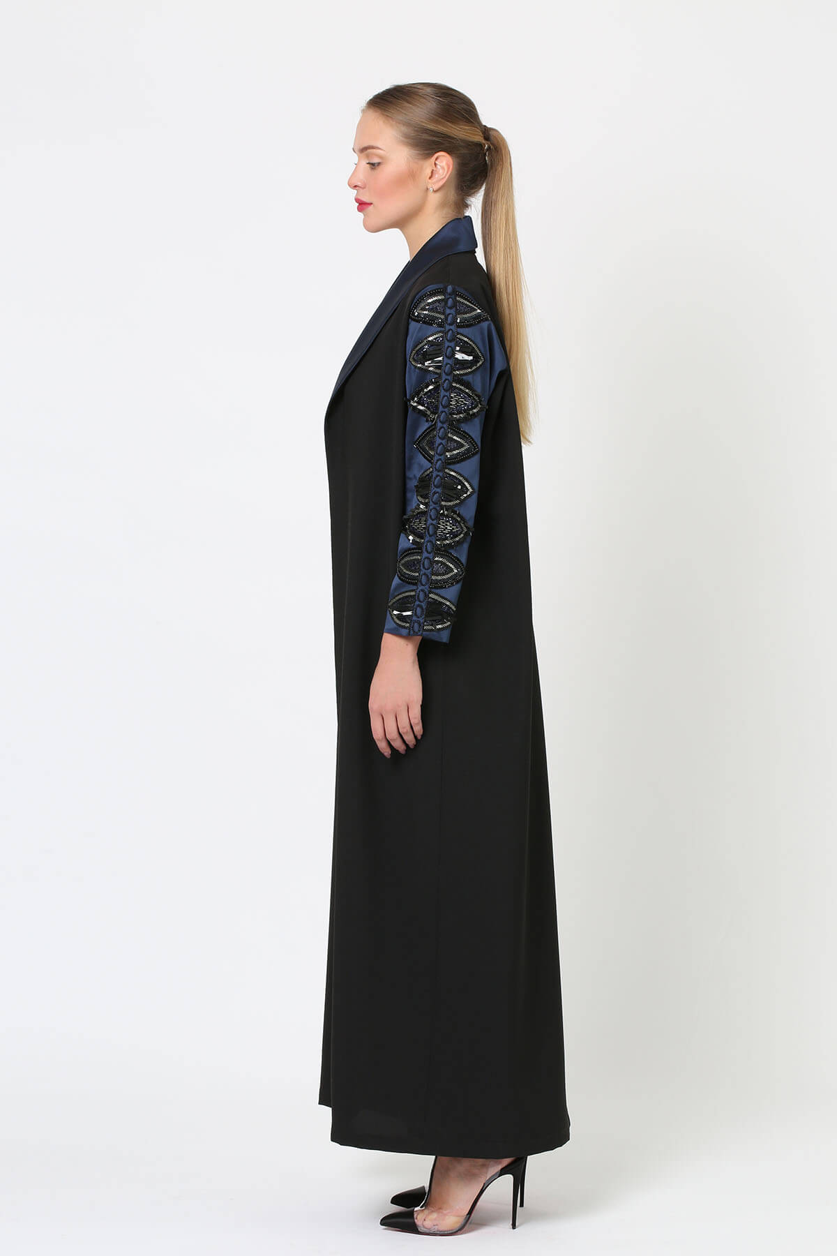 Blue Sleeve Embroidered Abaya
