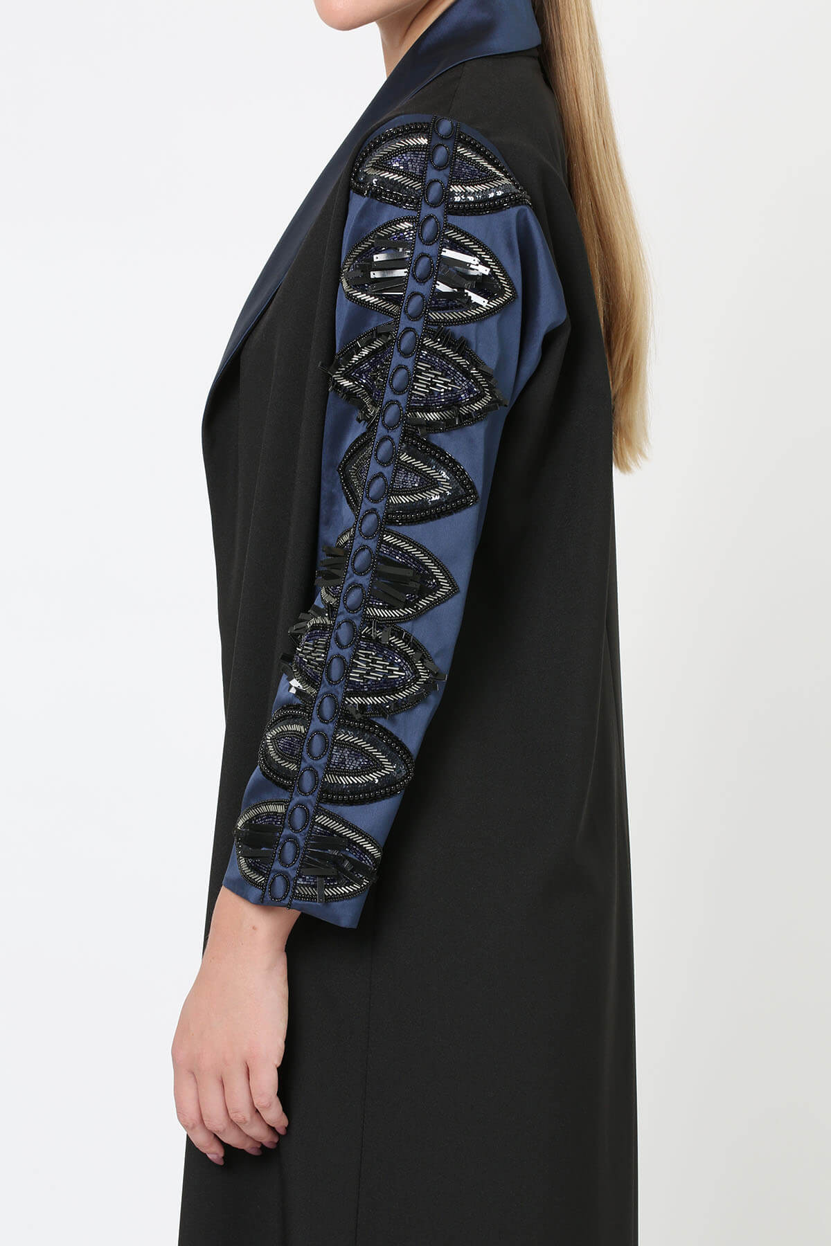 Blue Sleeve Embroidered Abaya