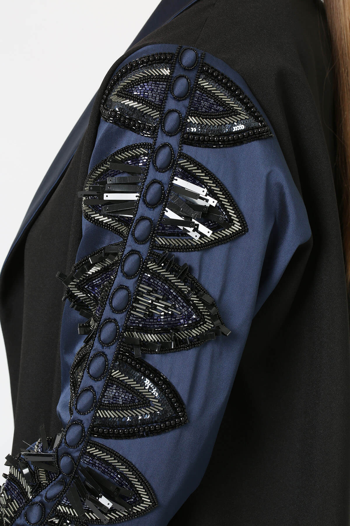 Blue Sleeve Embroidered Abaya