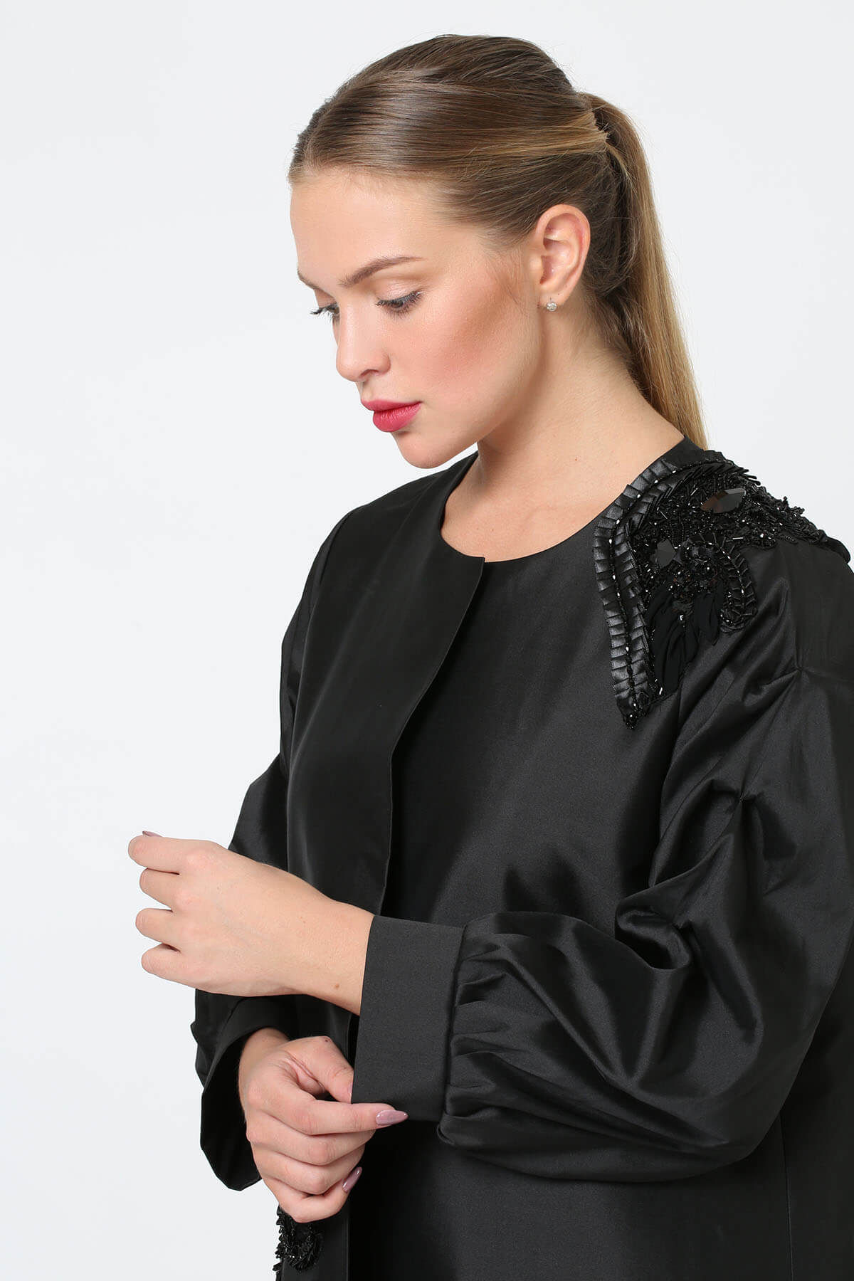 Embellished Taffeta Abaya