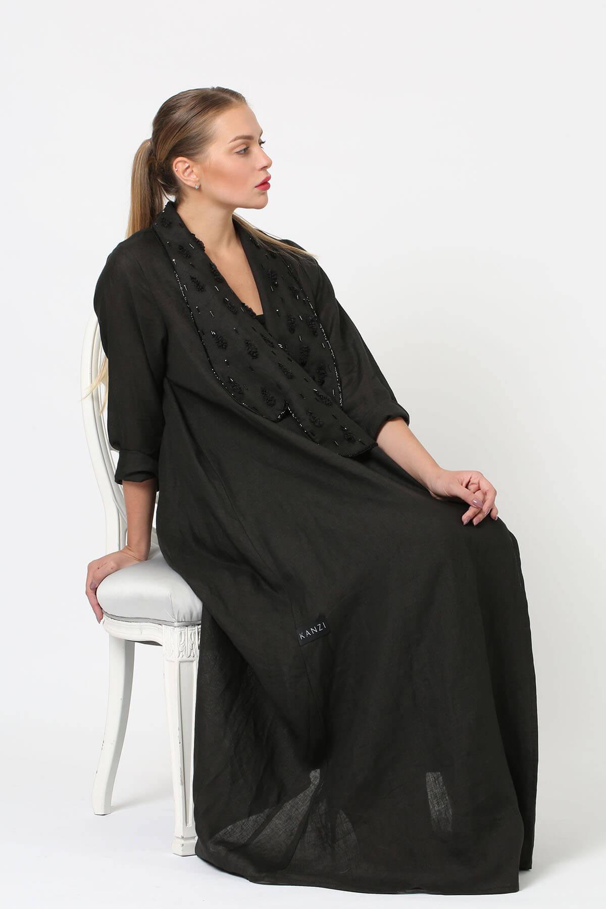 Embellished Collar Abaya
