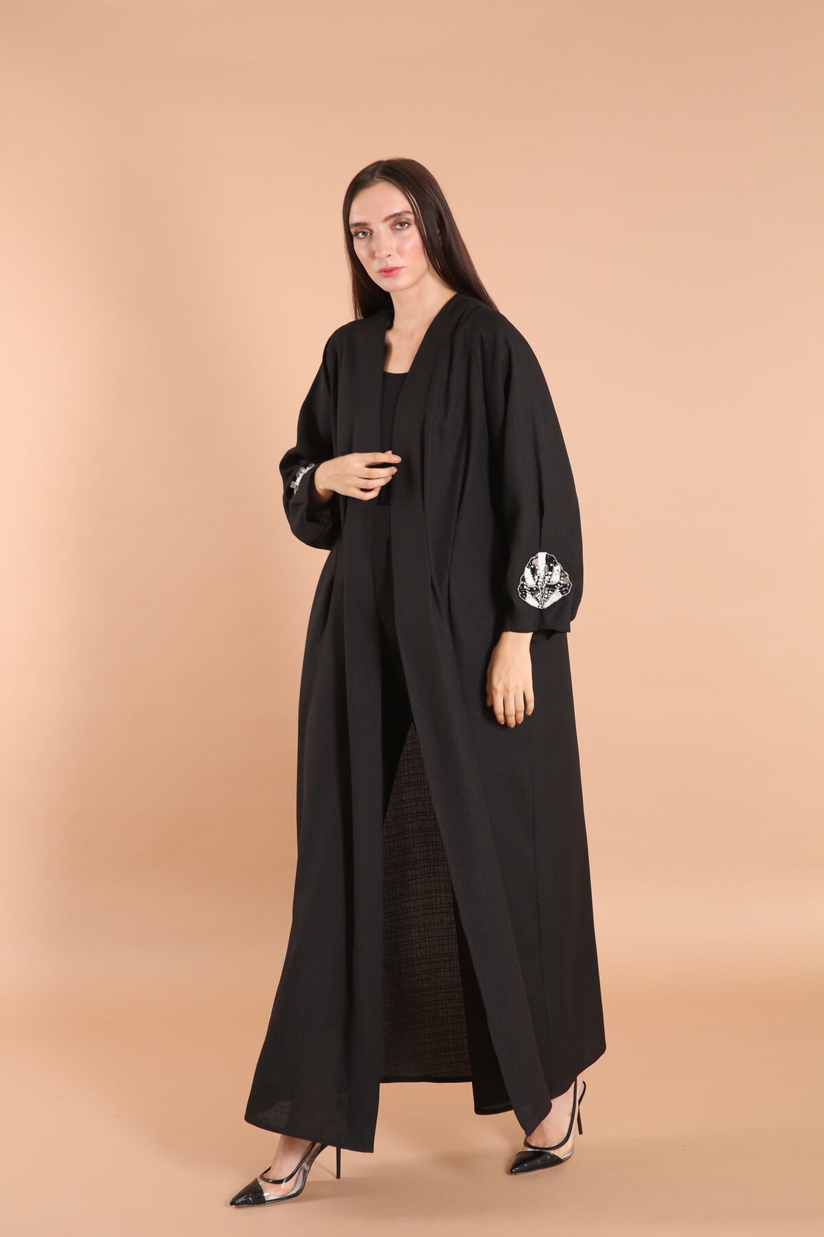 Embellished Linen abaya