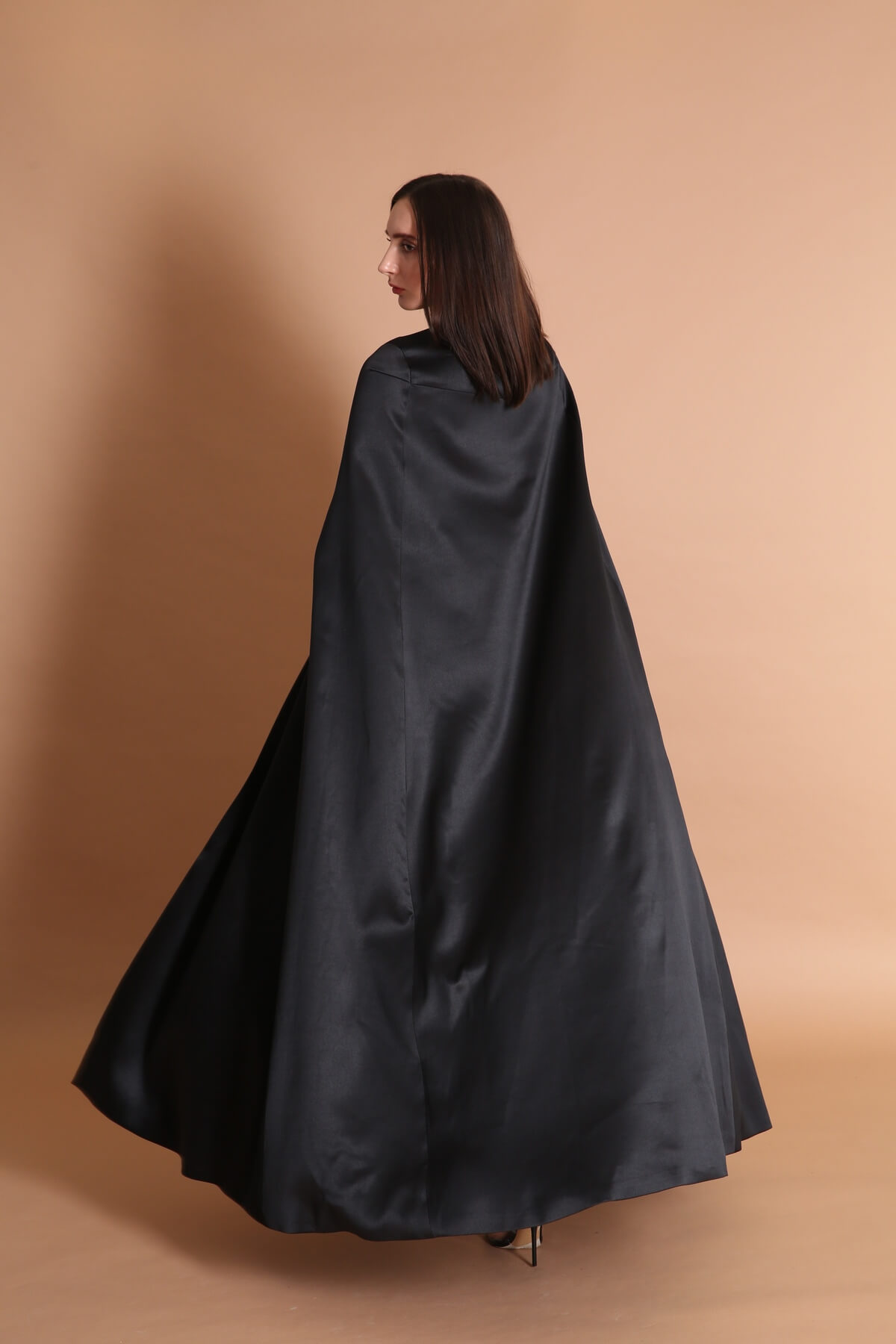 Embellished Satin Cape Abaya