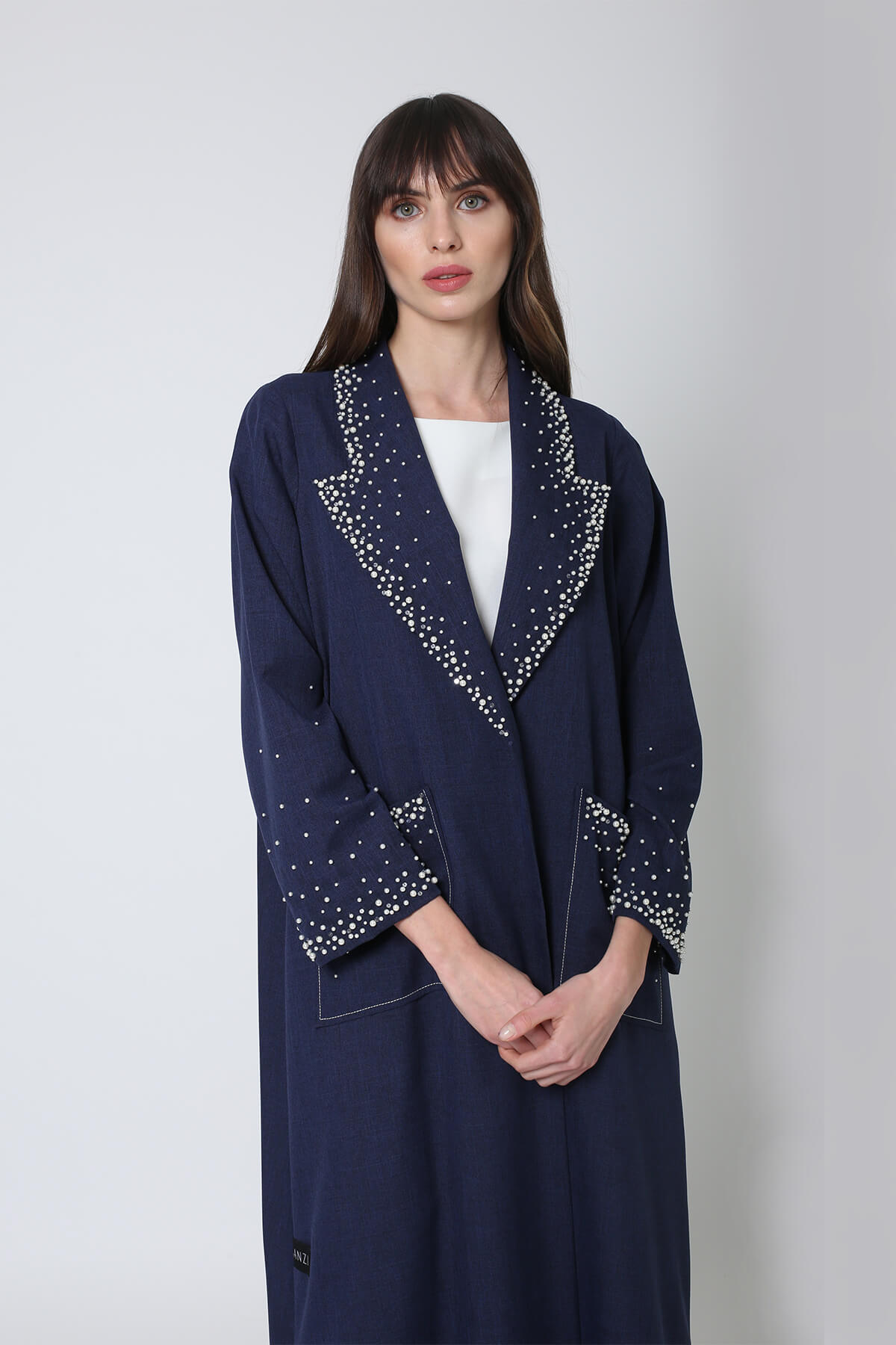 Pearl Embalished Crepe Abaya