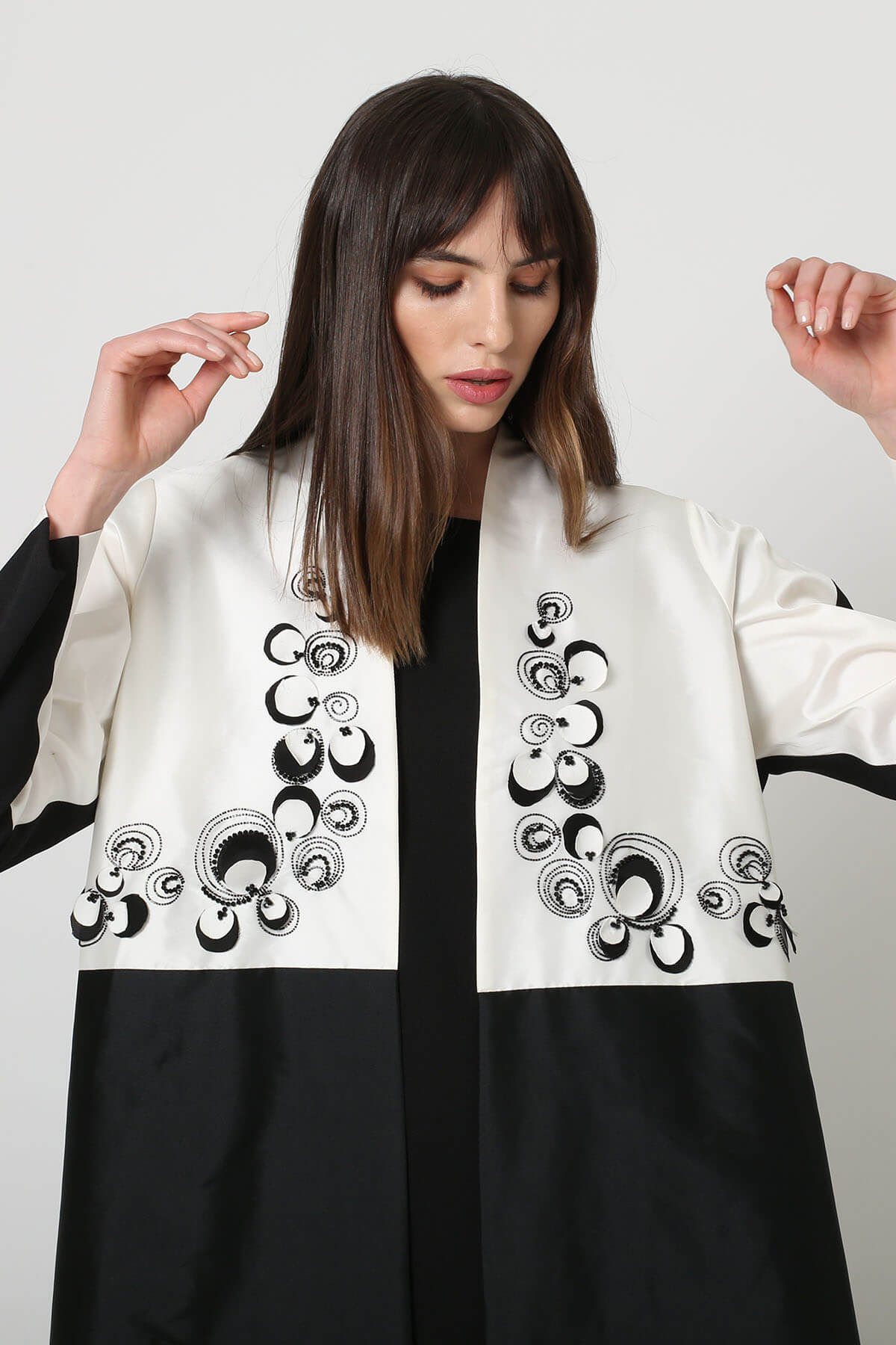 Two Tone Silk Embroidered Abaya