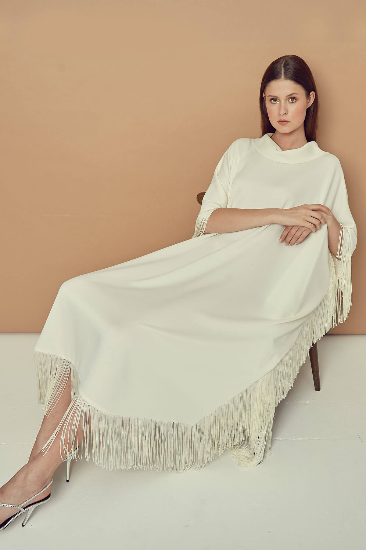 Ivory Fringe Hemline kaftan