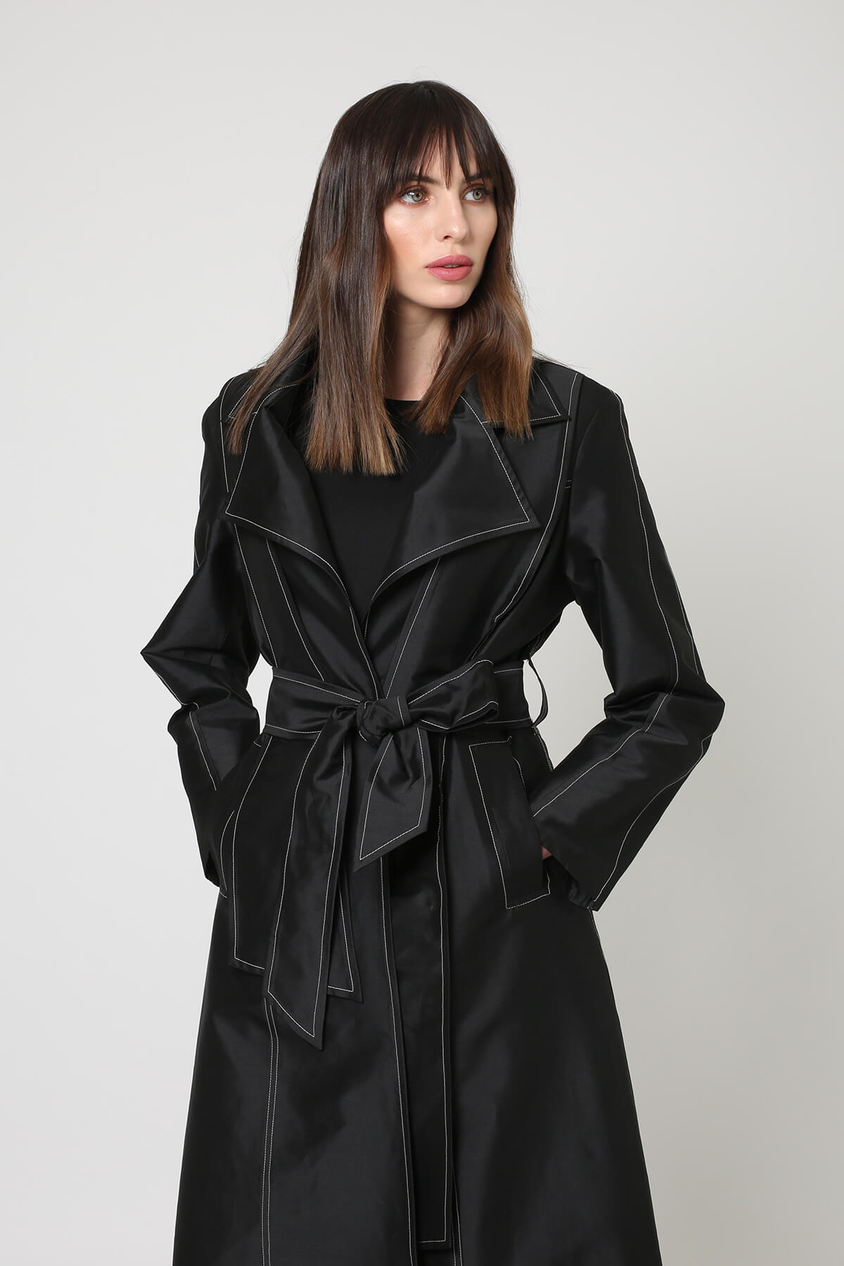 Tafeta Coat Abaya With Belt