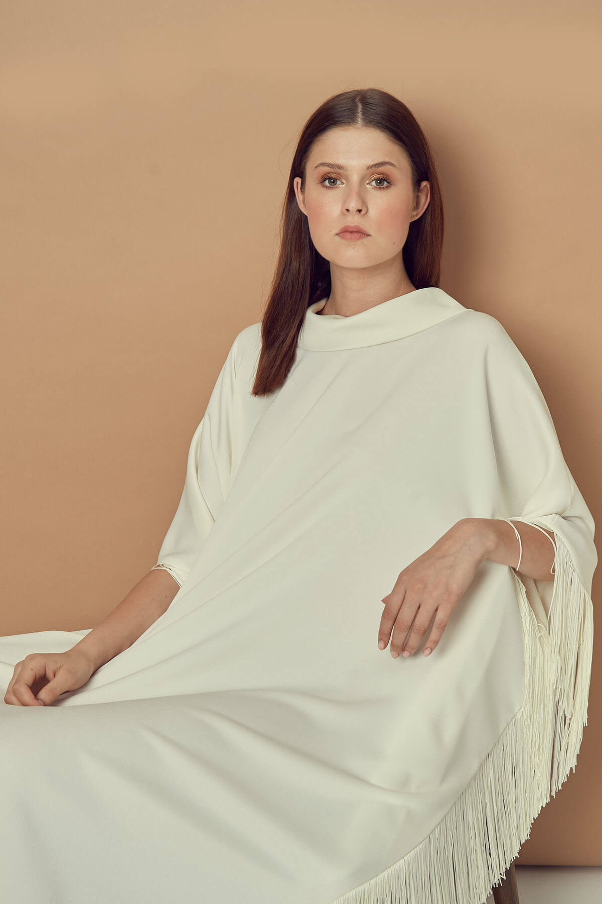 Ivory Fringe Hemline kaftan