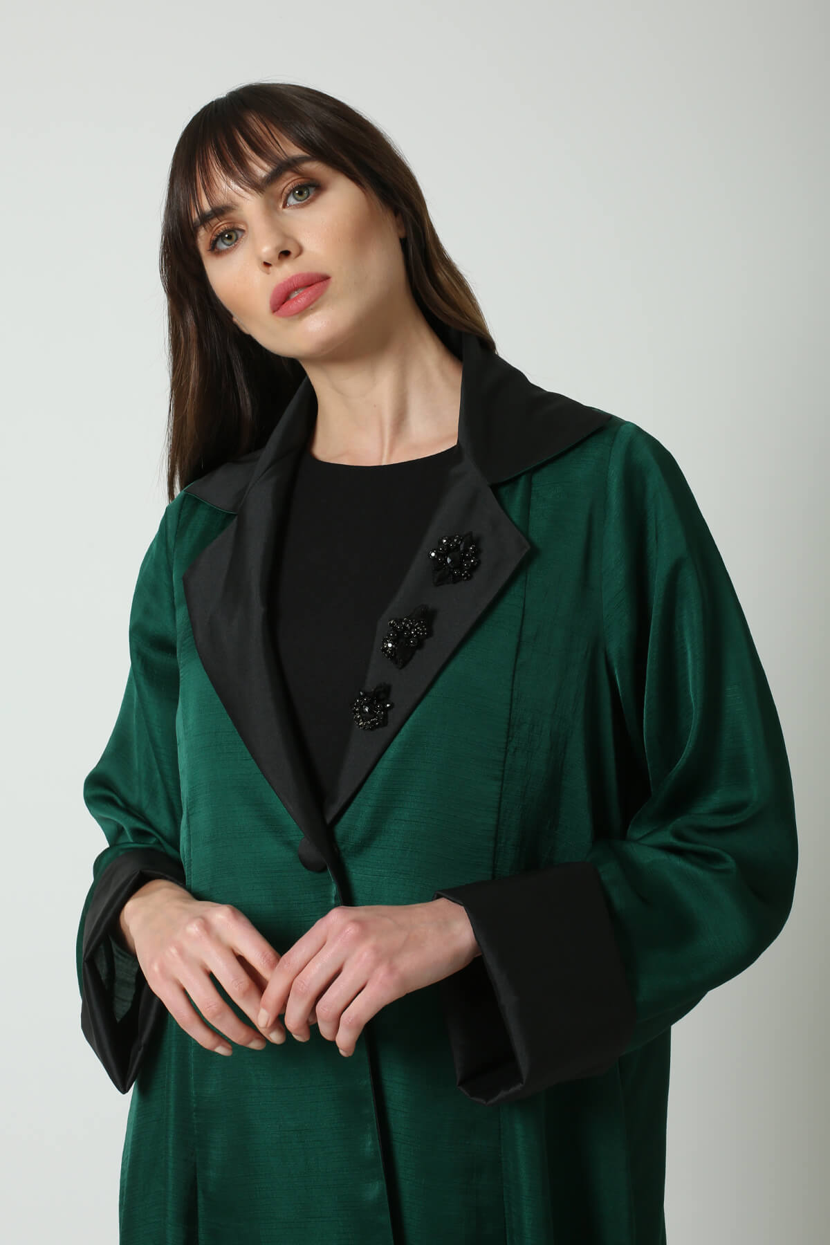 Collared Silk Abaya