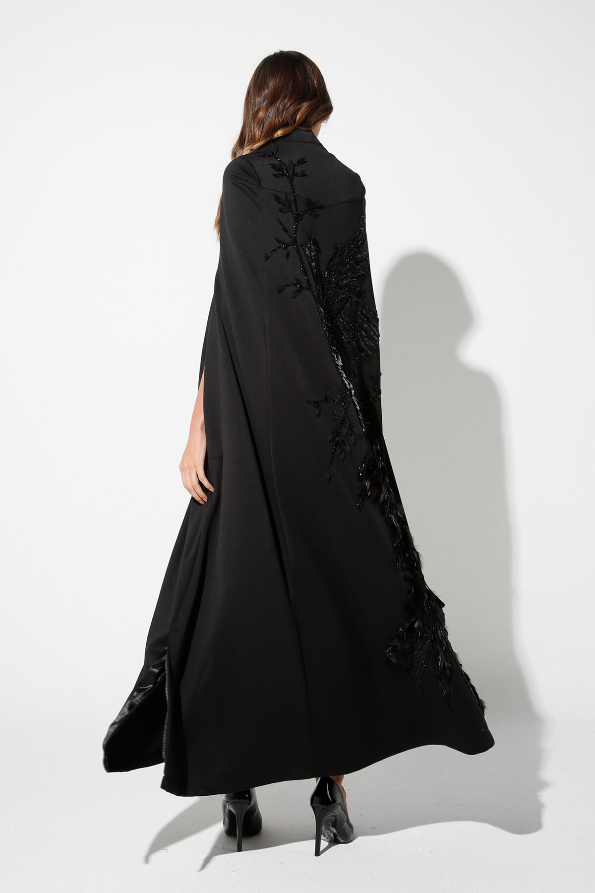 Limited Cape Abaya With Peacock Embellishment