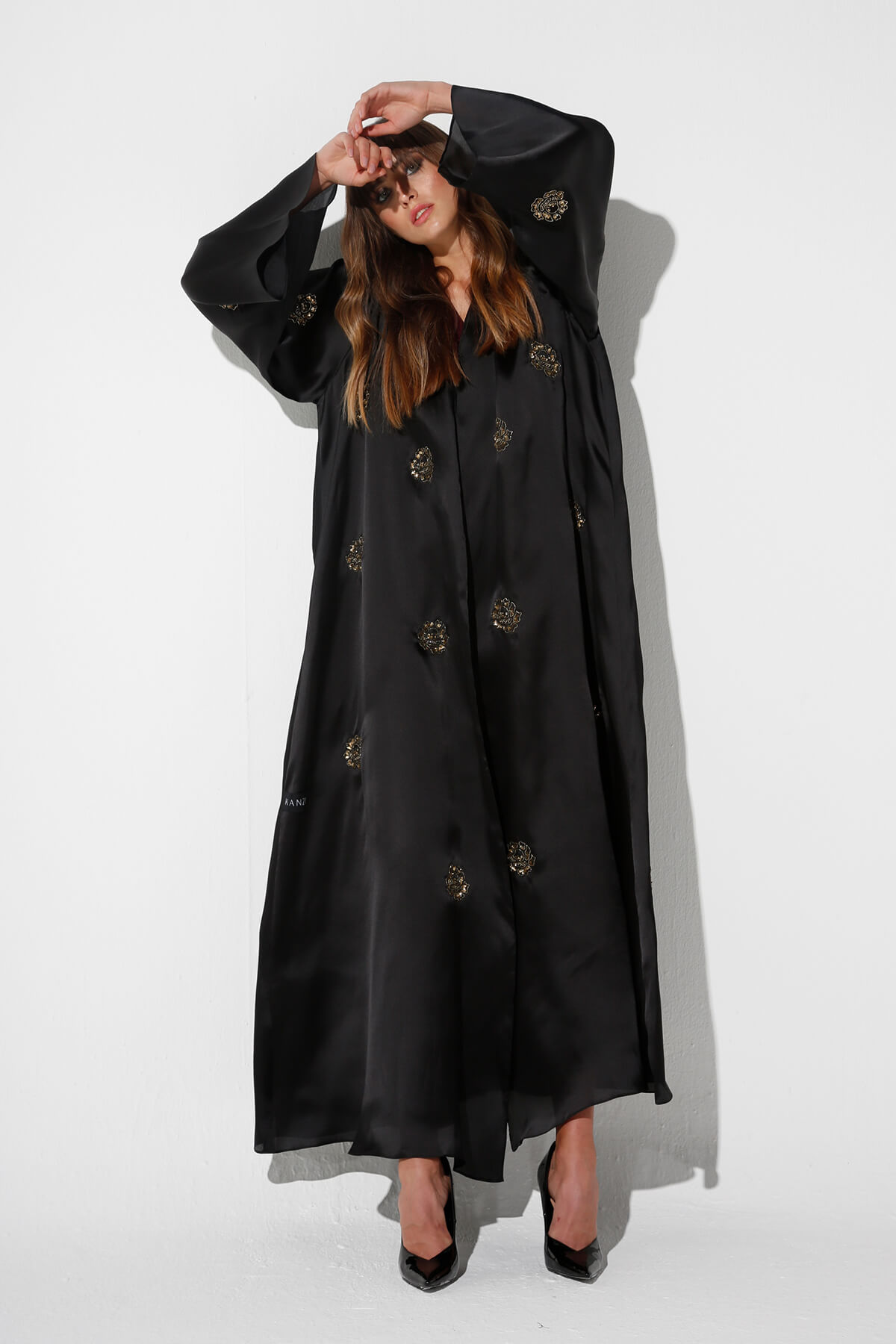 Organza Abaya With Gold Embellishment