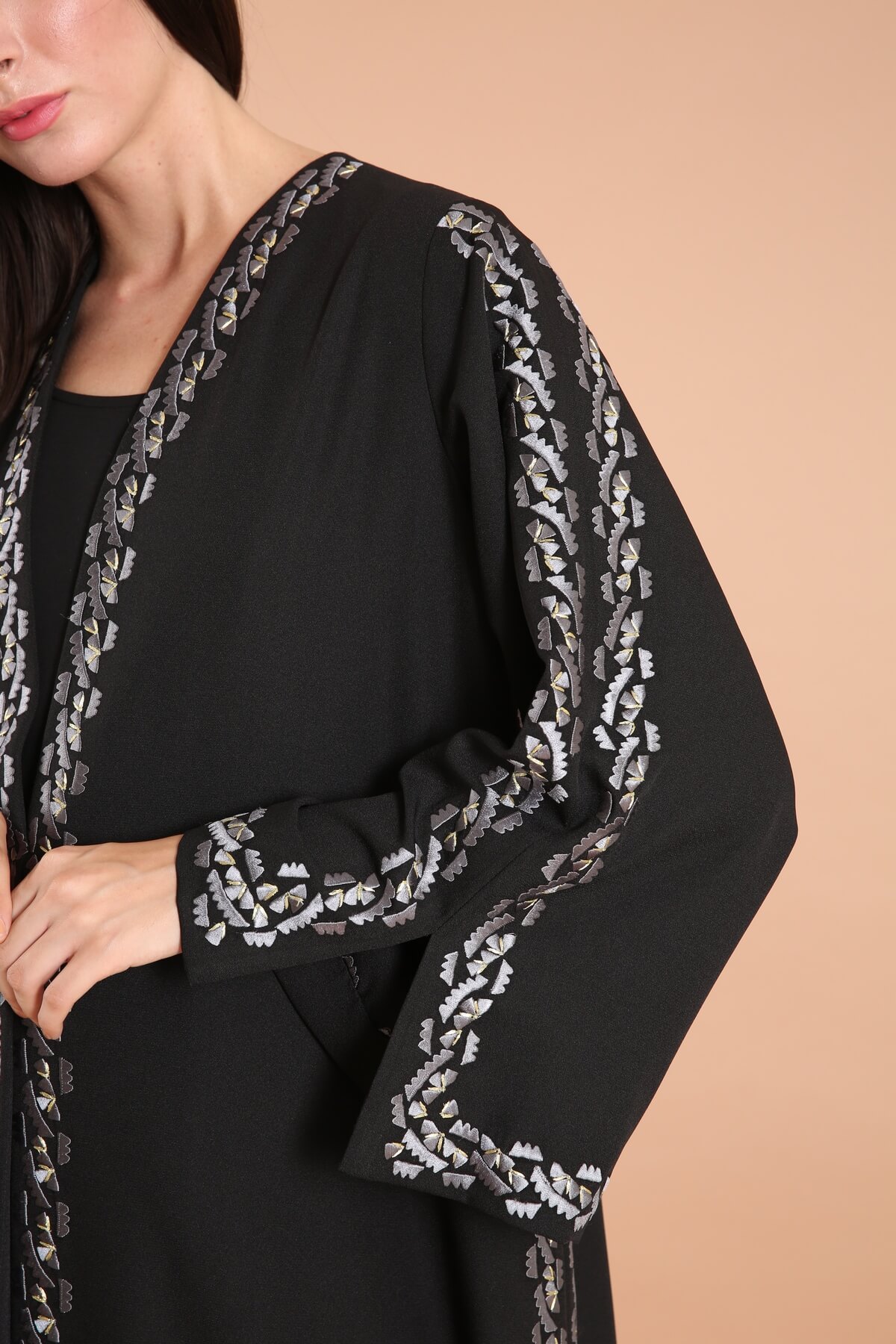Gray Embellished Classic Abaya