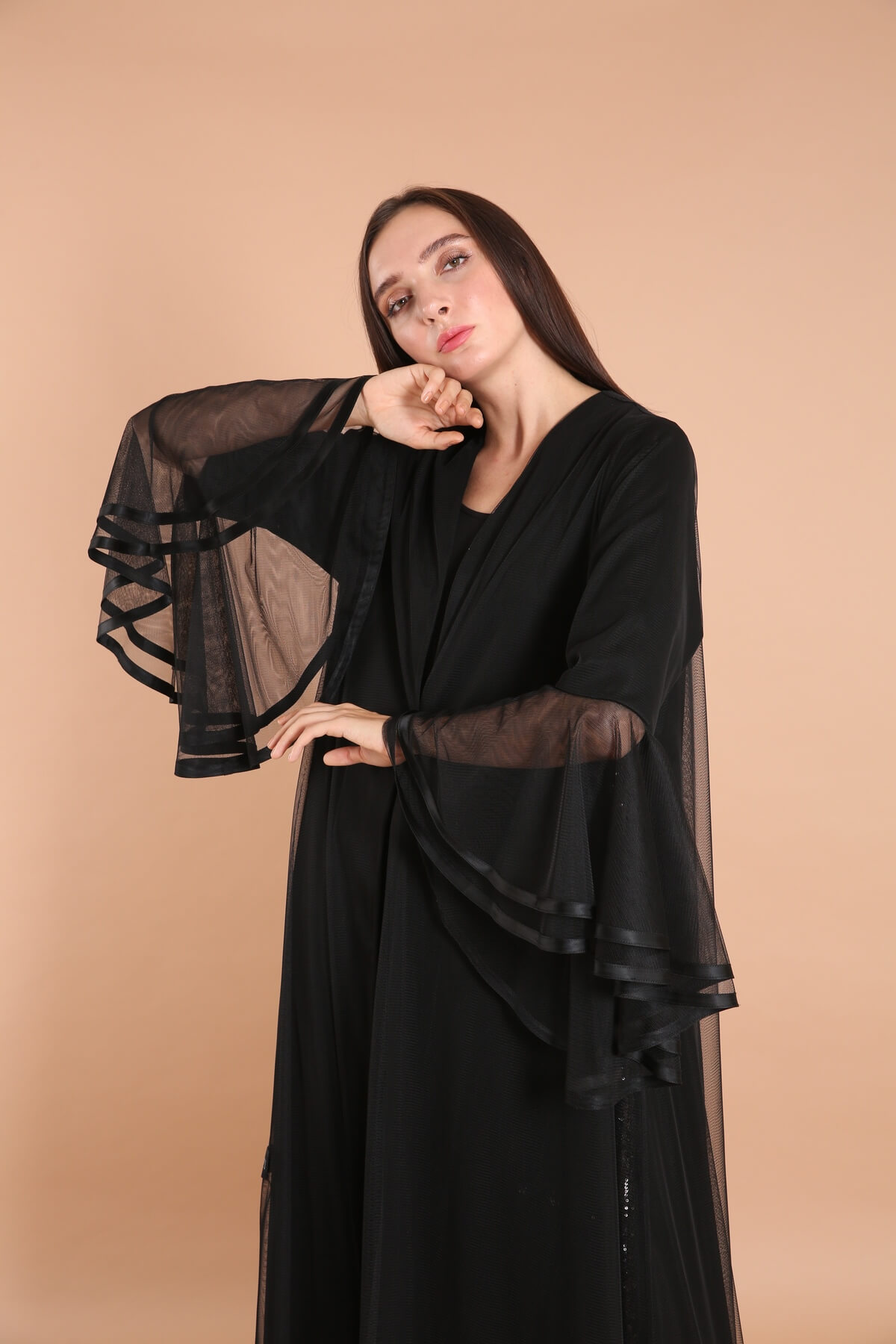 Tulle and Crepe Classic Abaya