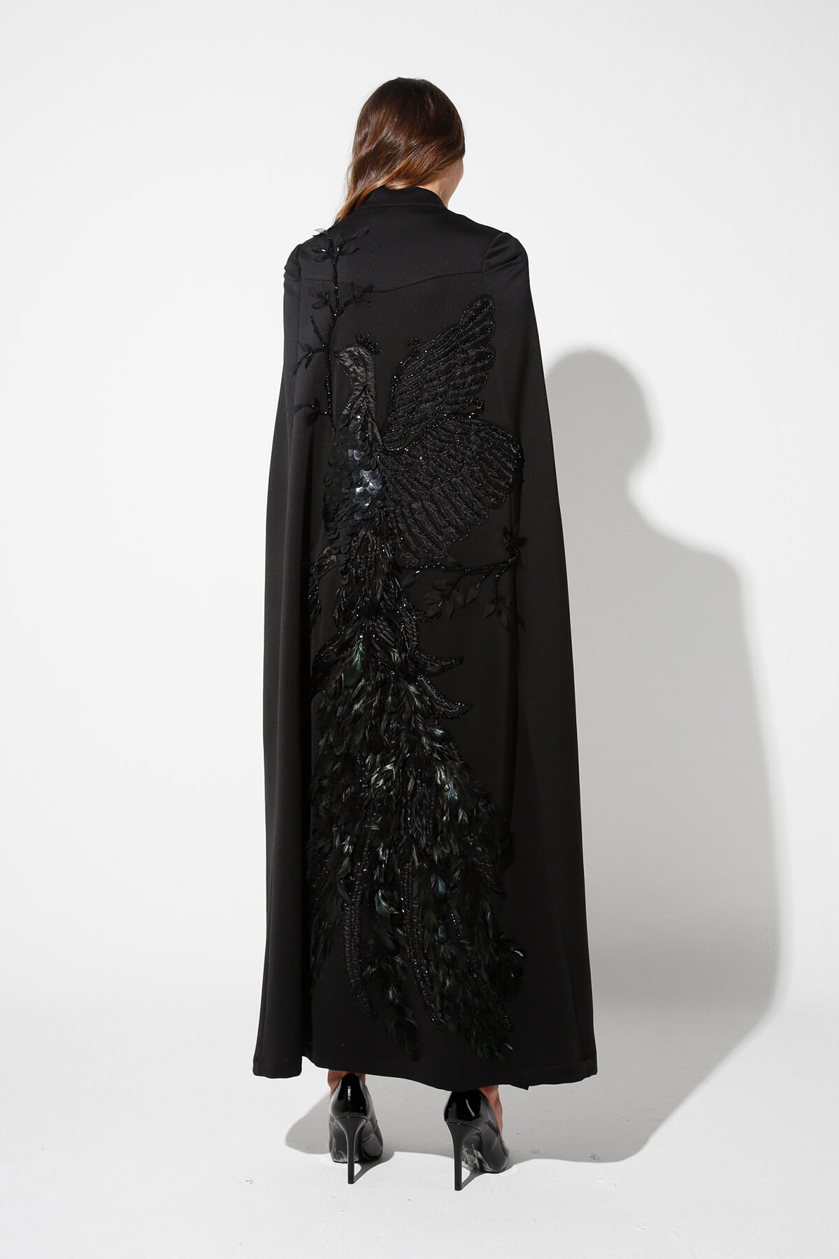 Limited Cape Abaya With Peacock Embellishment