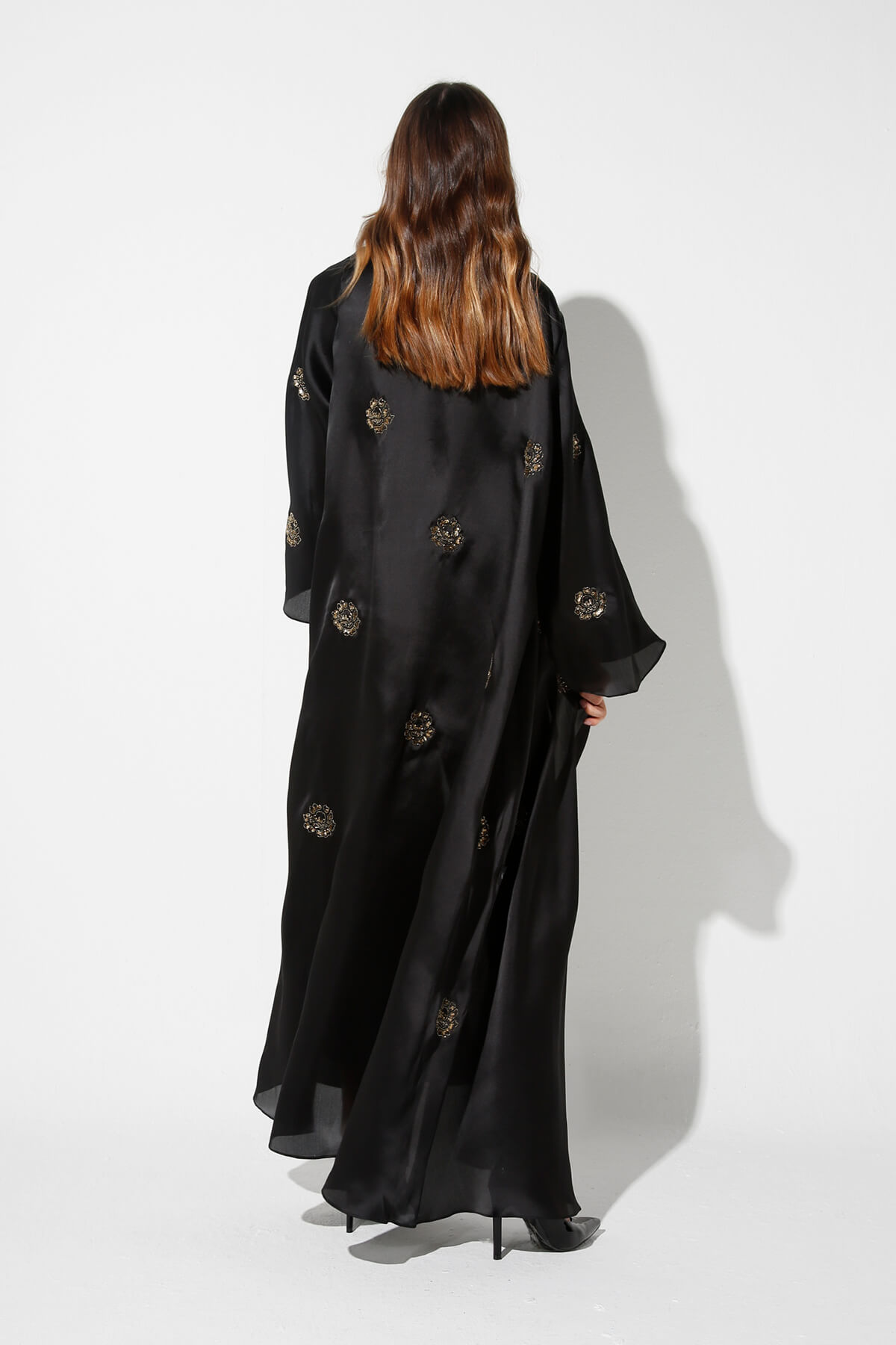 Organza Abaya With Gold Embellishment