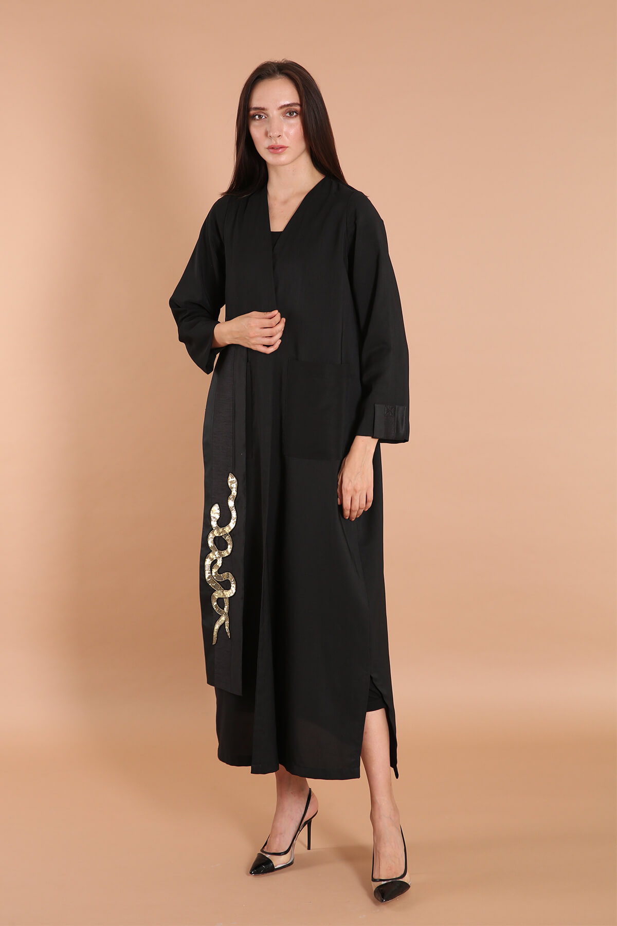 Snake Motif Embellished Abaya