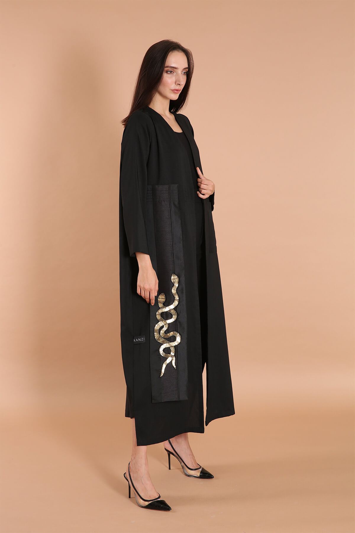 Snake Motif Embellished Abaya